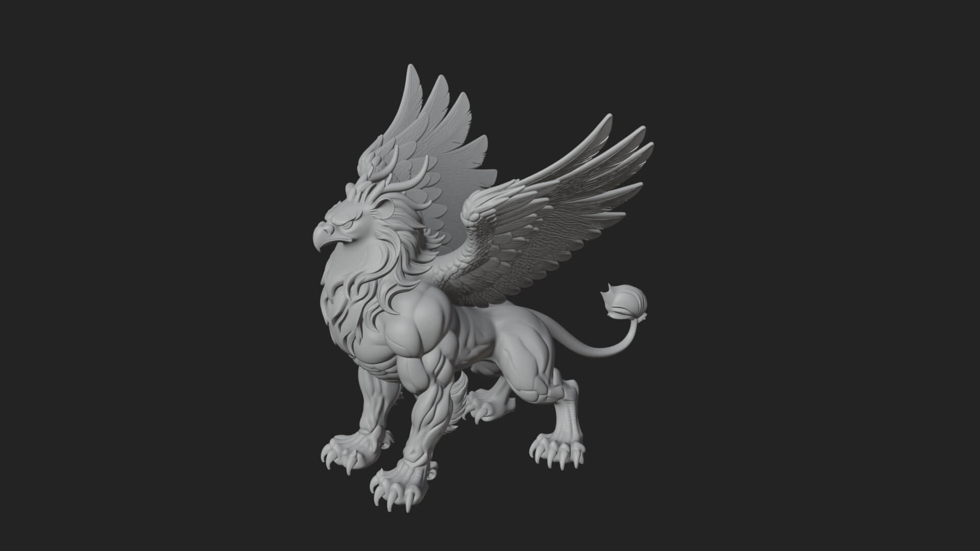 Griffin Winged Beast Statue Design 2 3D Print Model 3D Model