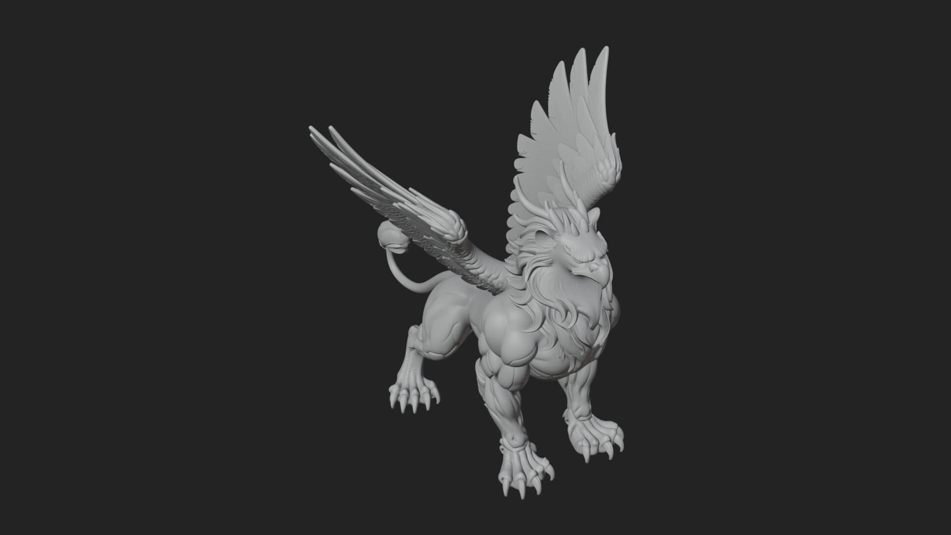 Griffin Winged Beast Statue Design 2 3D Print Model 3D Model