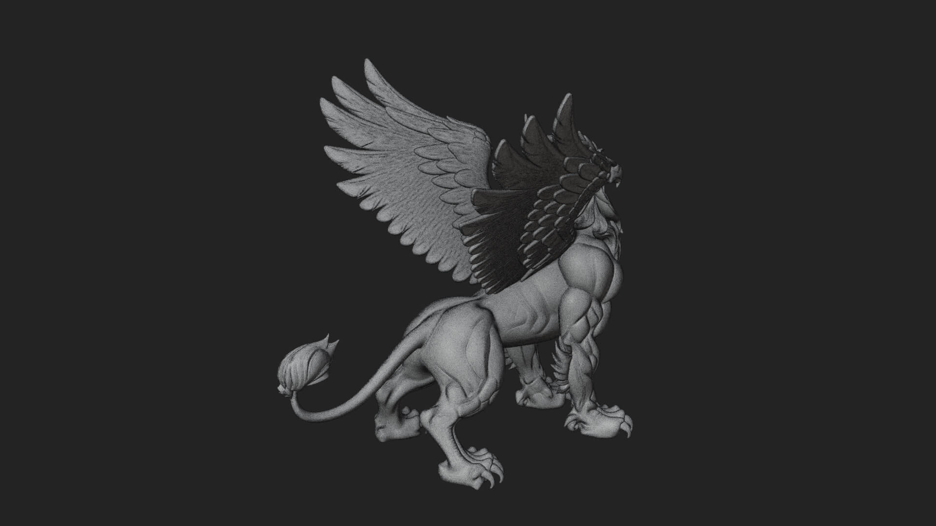 Griffin Winged Beast Statue Design 2 3D Print Model 3D Model