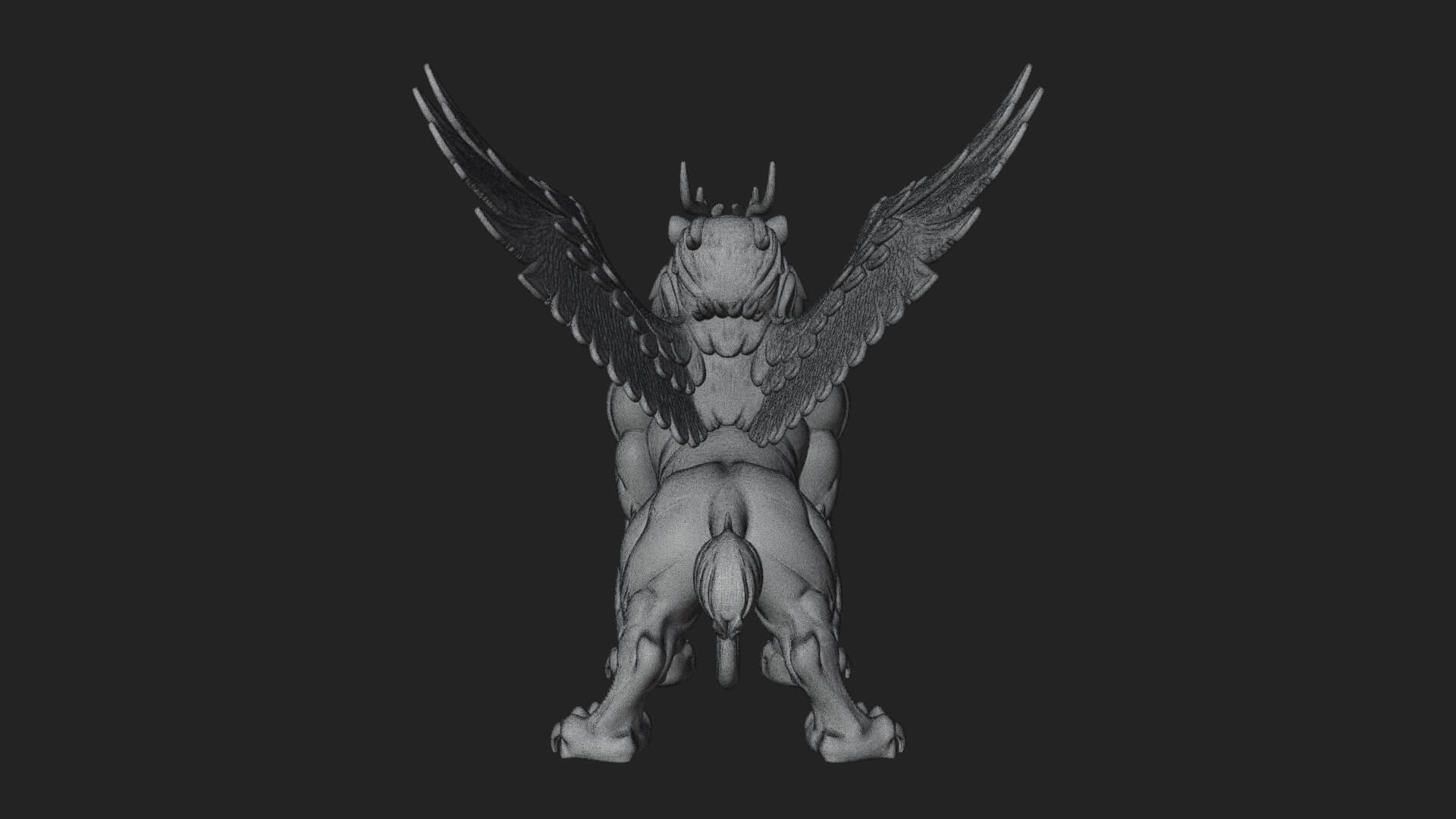 Griffin Winged Beast Statue Design 2 3D Print Model 3D Model