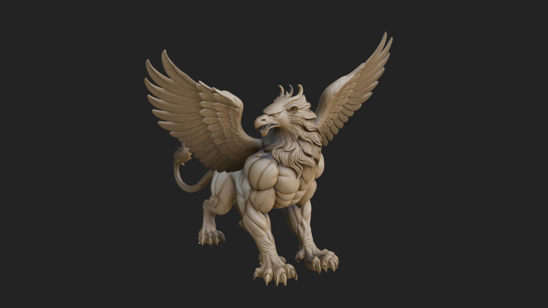 Griffin Winged Beast Statue Design 3 3D Print Model 3D Model