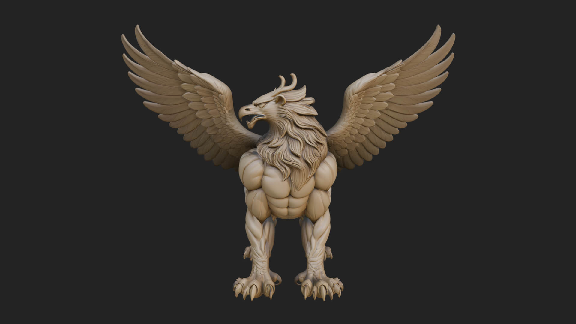 Griffin Winged Beast Statue Design 3 3D Print Model 3D Model