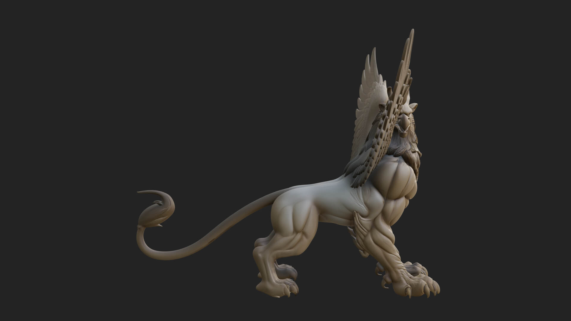 Griffin Winged Beast Statue Design 3 3D Print Model 3D Model