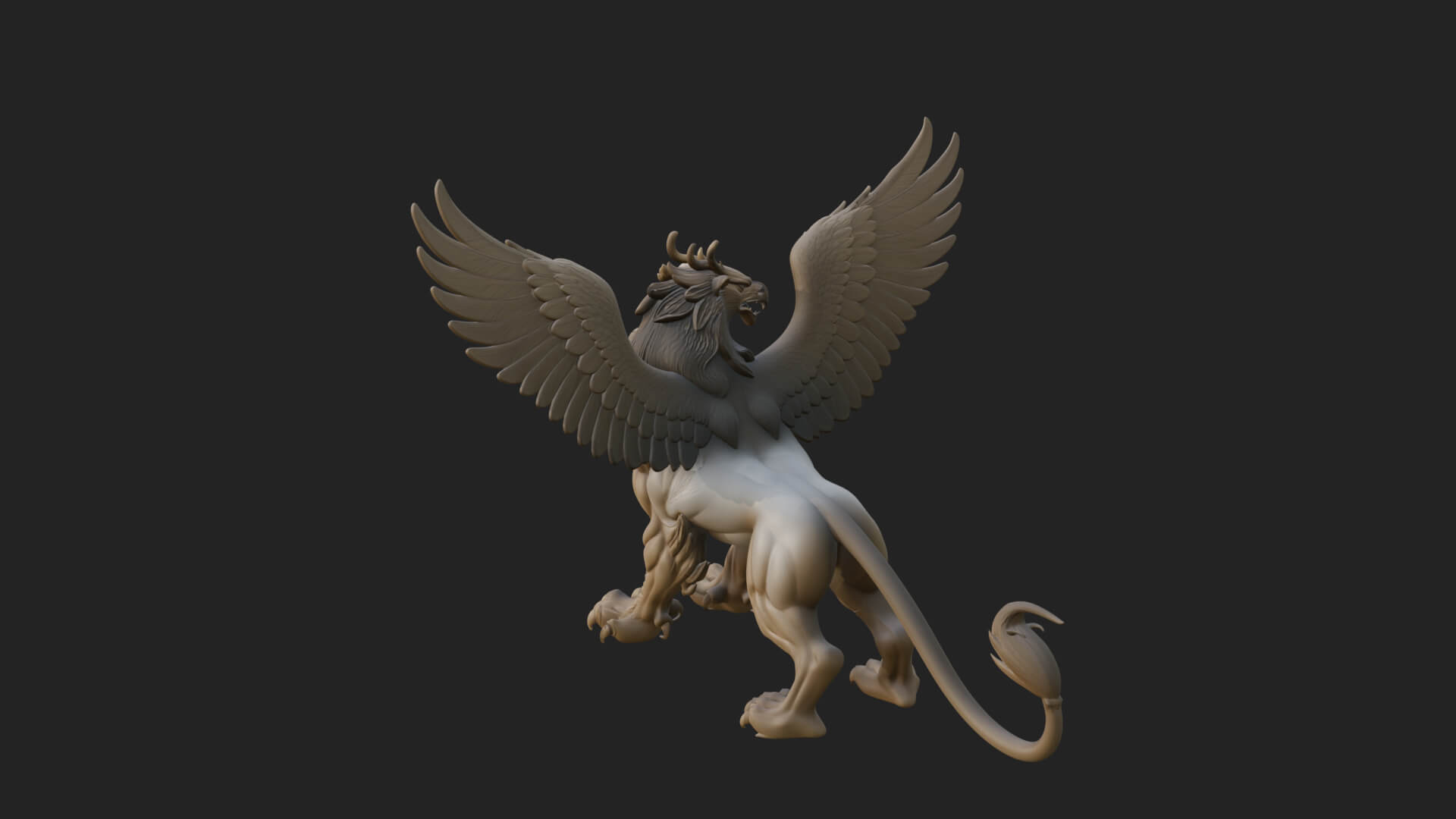 Griffin Winged Beast Statue Design 3 3D Print Model 3D Model