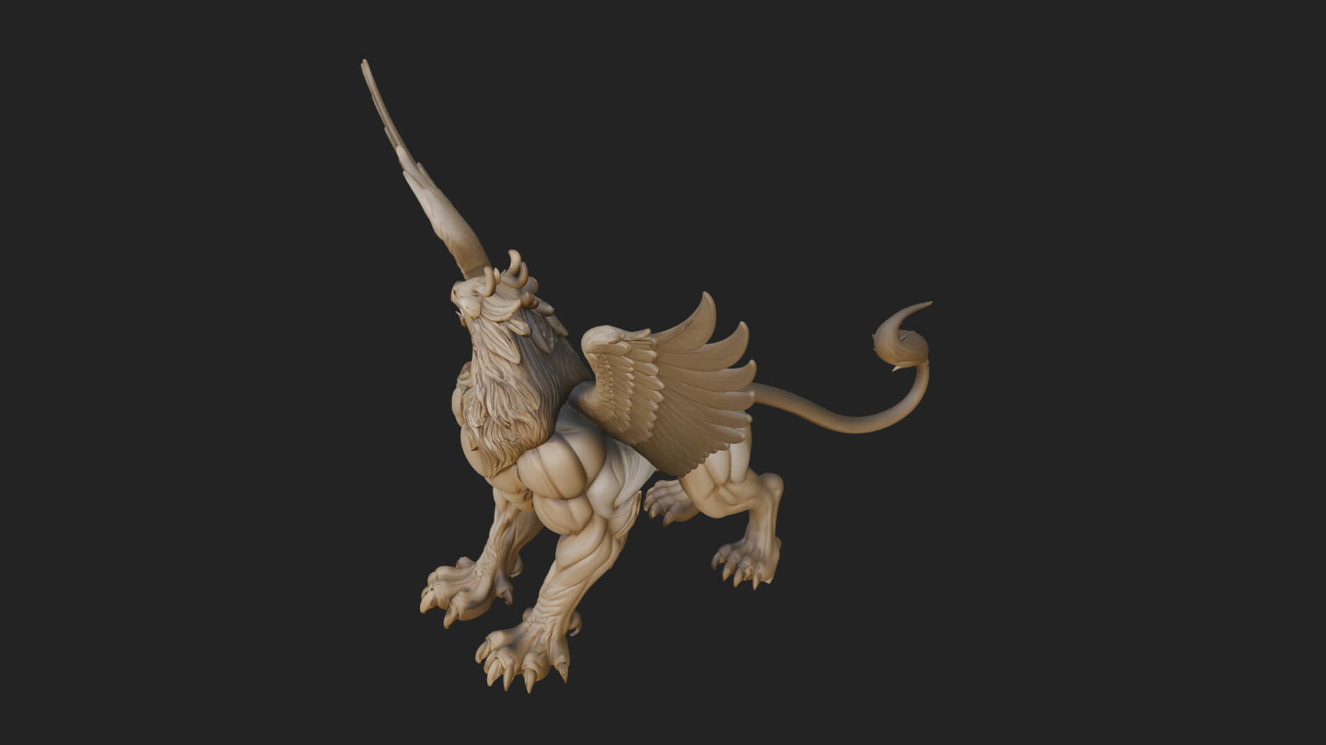 Griffin Winged Beast Statue Design 3 3D Print Model 3D Model