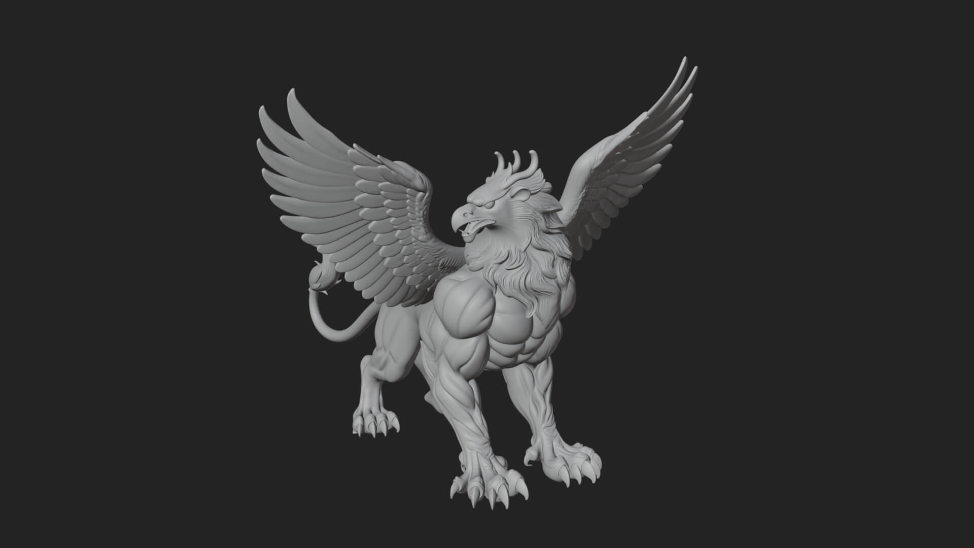 Griffin Winged Beast Statue Design 3 3D Print Model 3D Model