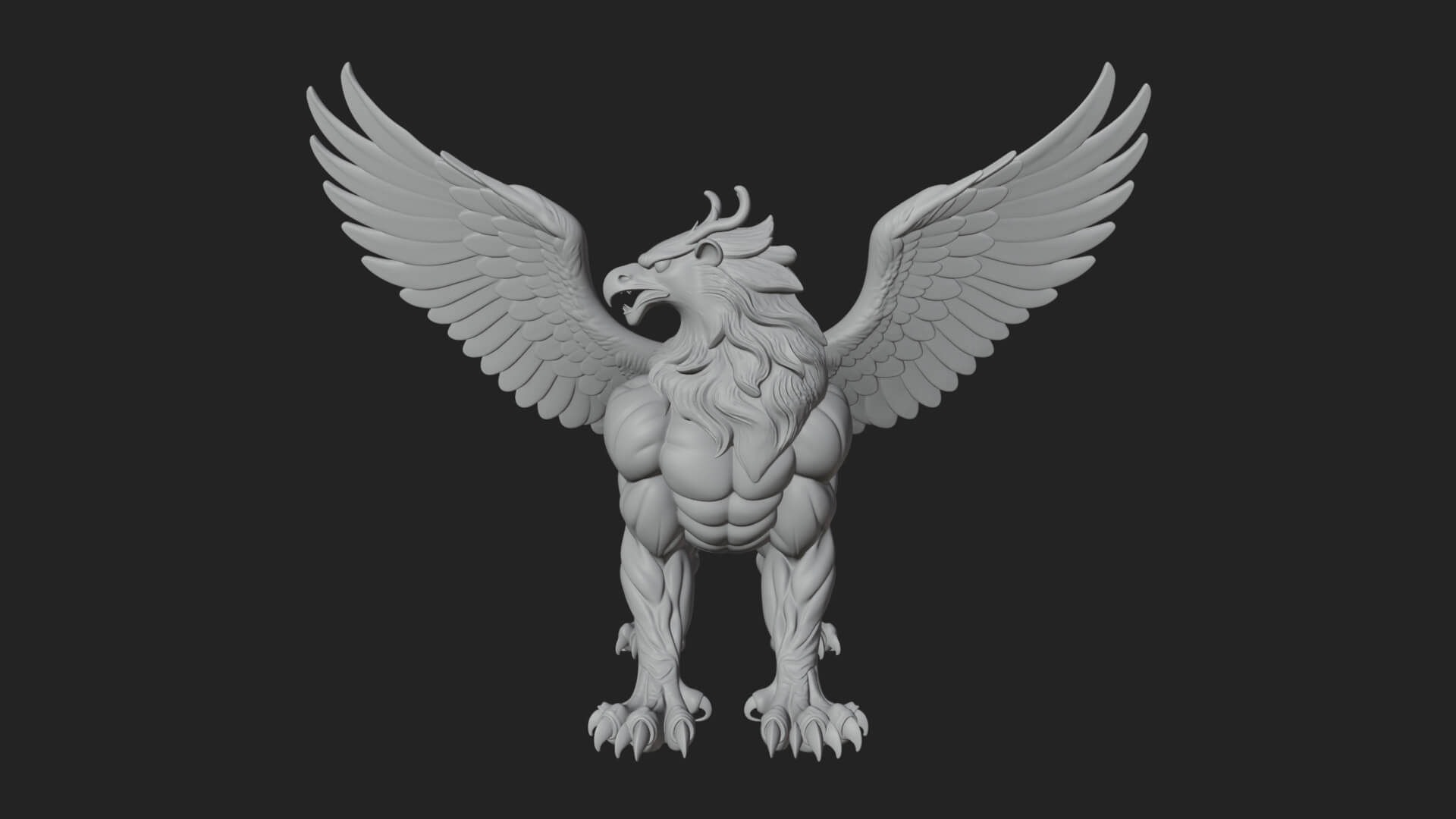Griffin Winged Beast Statue Design 3 3D Print Model 3D Model