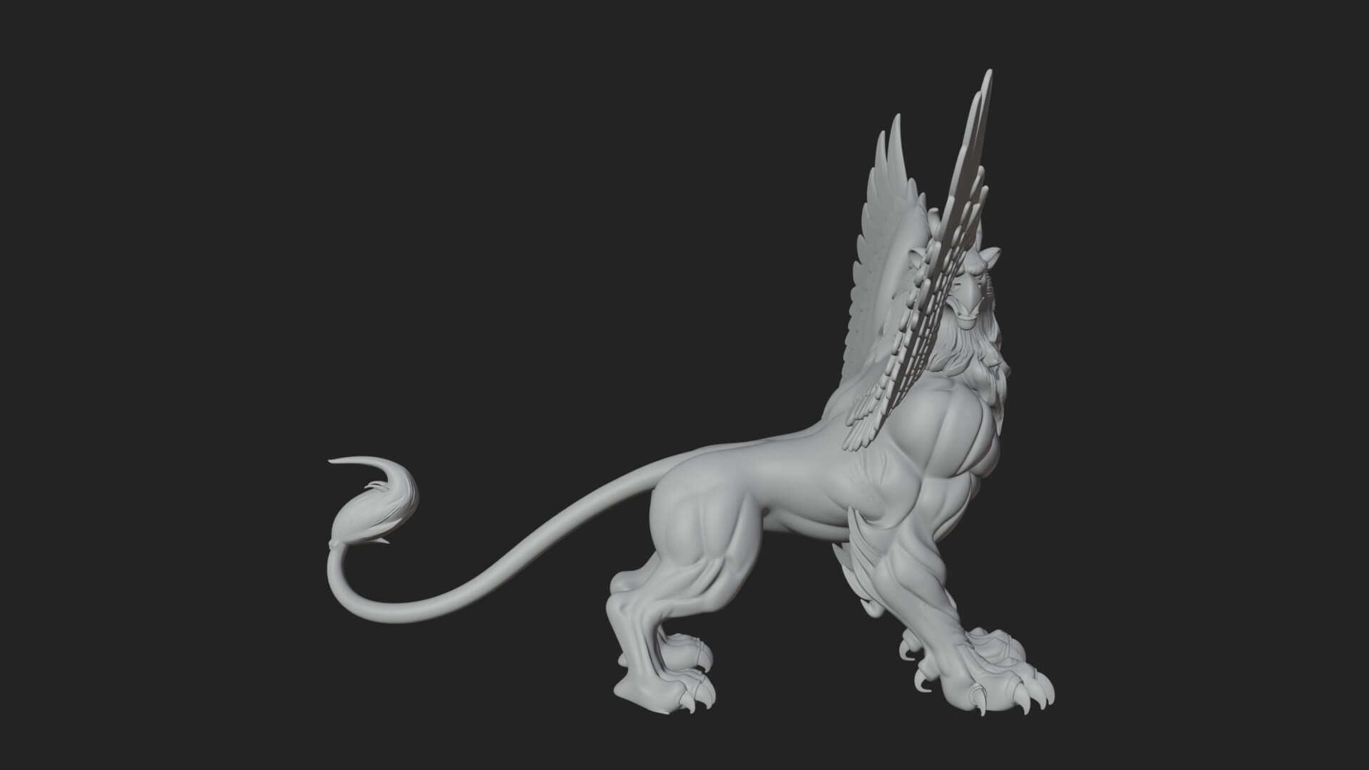 Griffin Winged Beast Statue Design 3 3D Print Model 3D Model