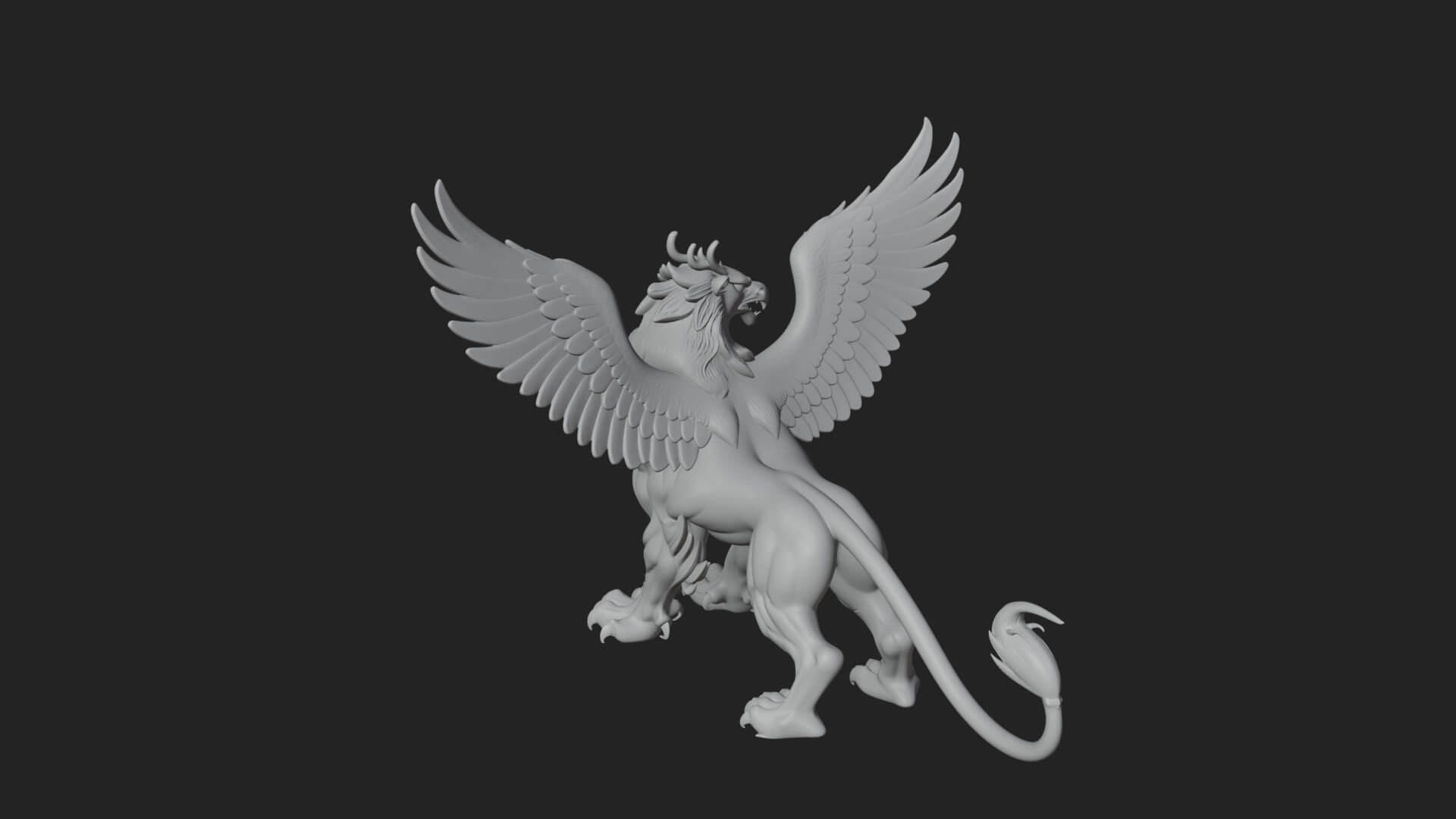 Griffin Winged Beast Statue Design 3 3D Print Model 3D Model