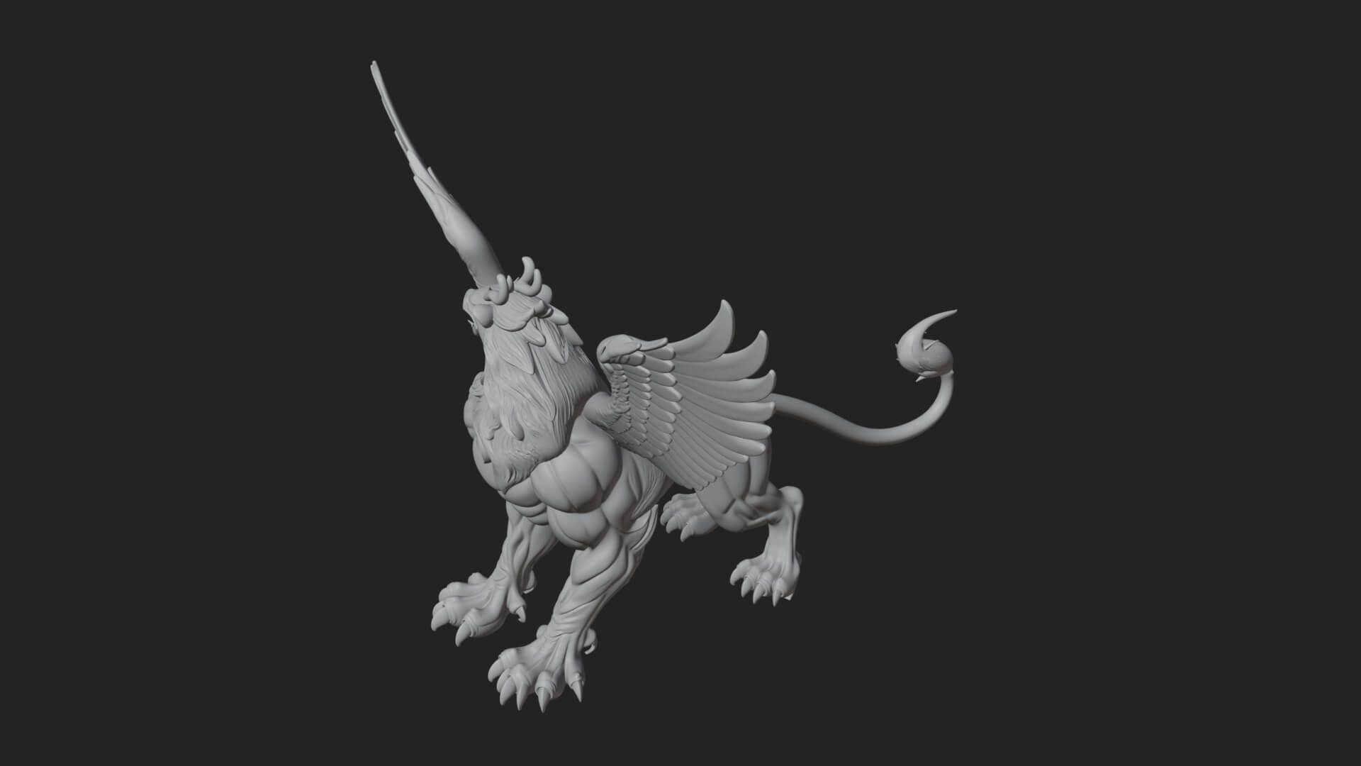 Griffin Winged Beast Statue Design 3 3D Print Model 3D Model