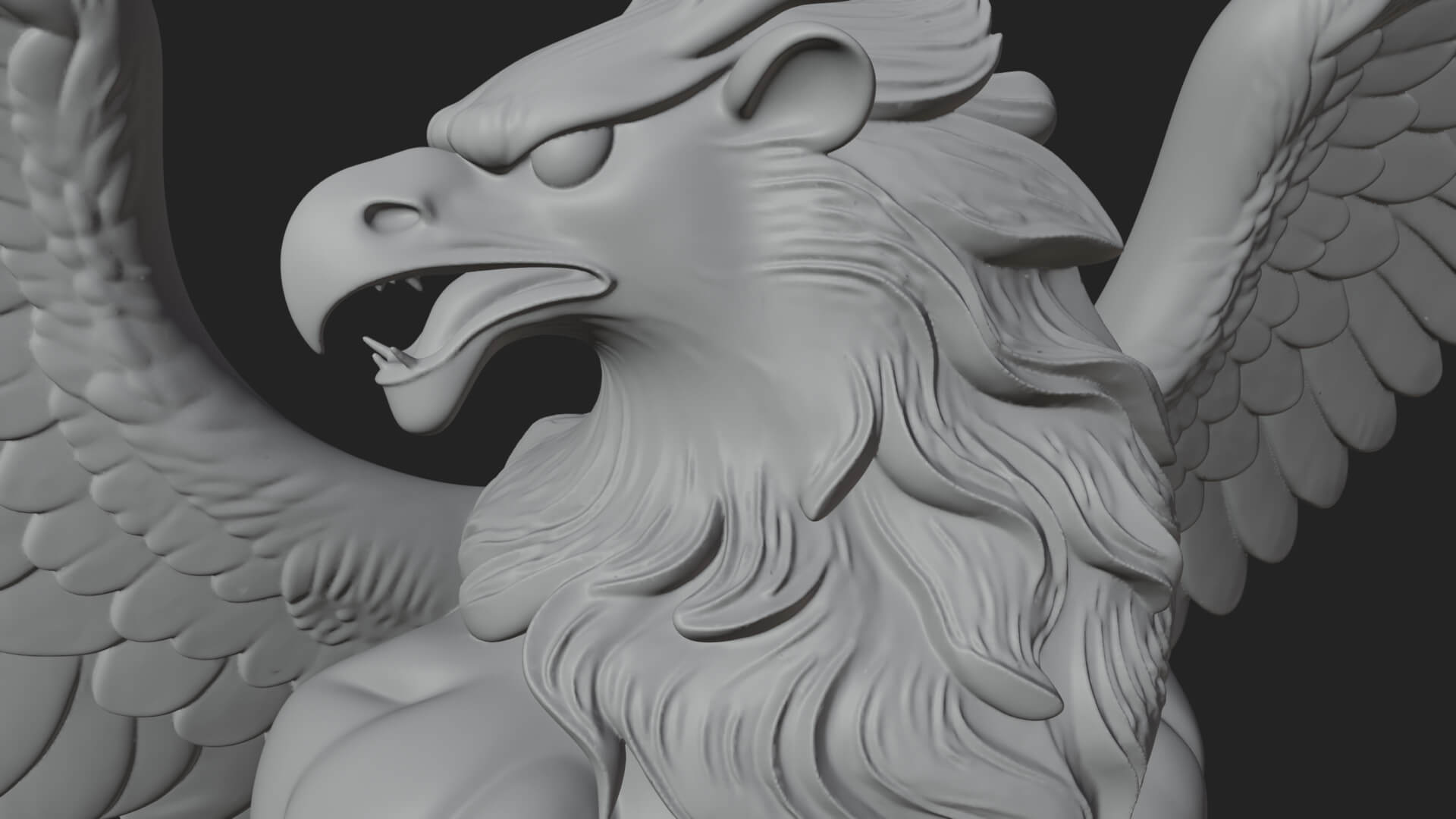 Griffin Winged Beast Statue Design 3 3D Print Model 3D Model