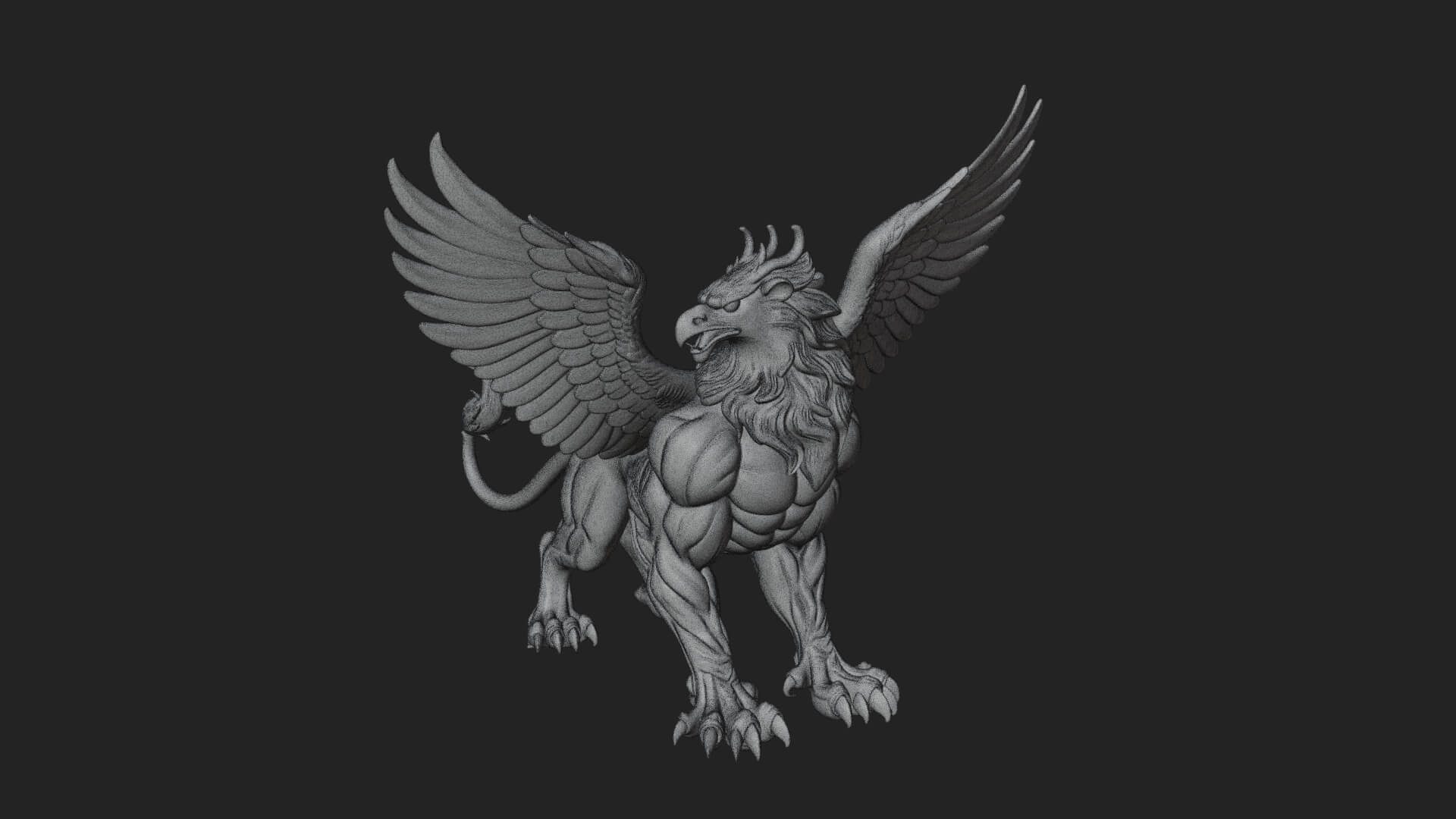 Griffin Winged Beast Statue Design 3 3D Print Model 3D Model