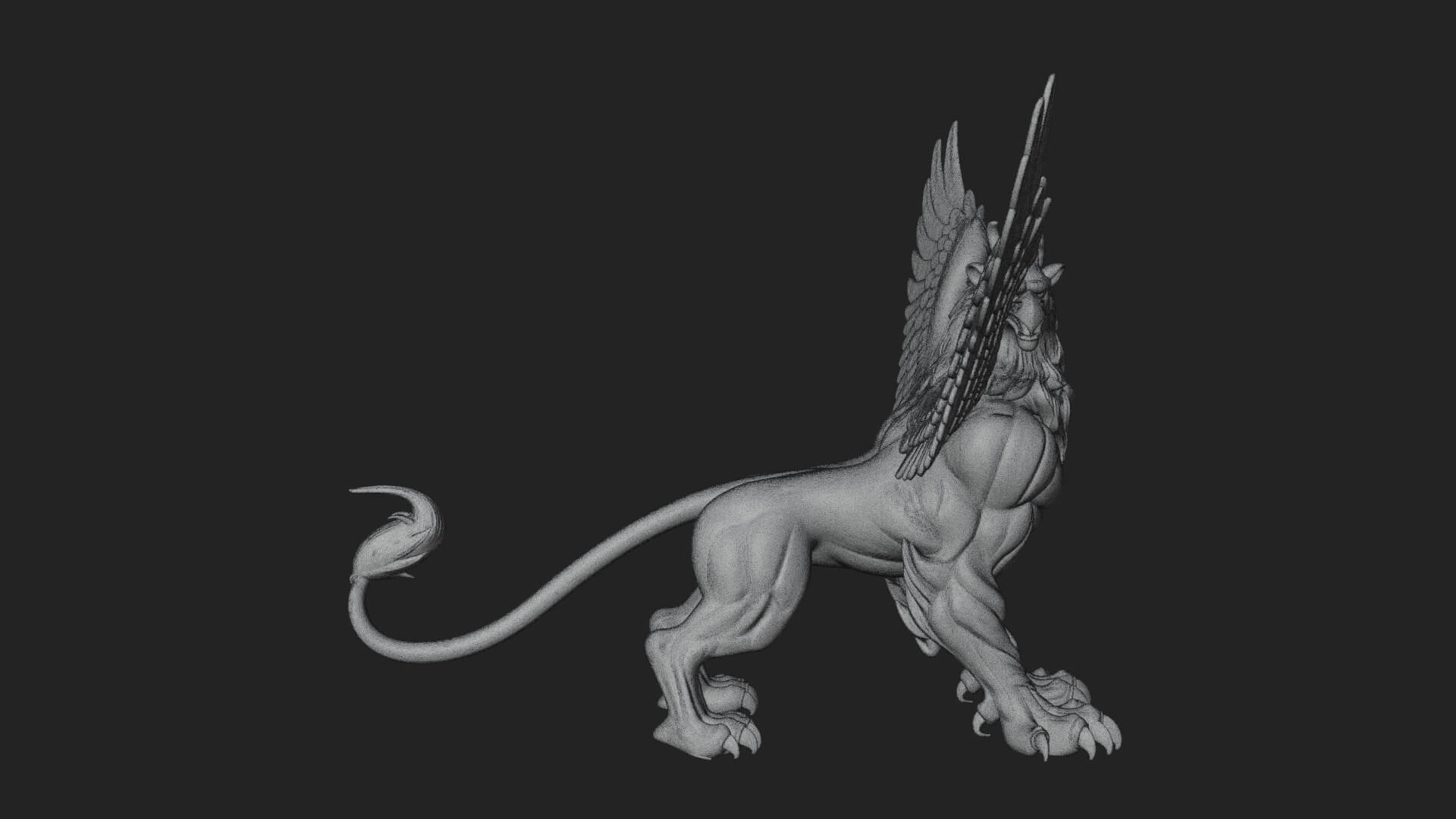Griffin Winged Beast Statue Design 3 3D Print Model 3D Model