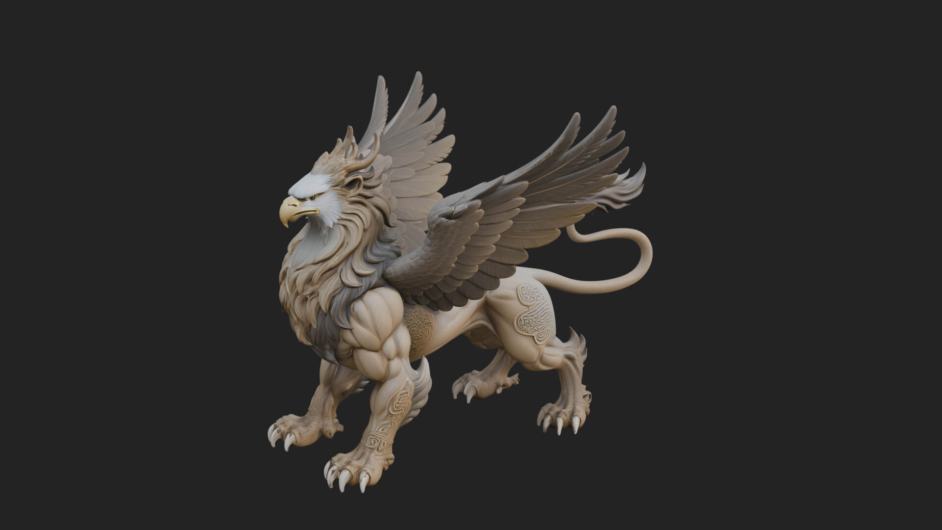 Griffin Winged Beast Statue Design 4 3D Print Model 3D Model