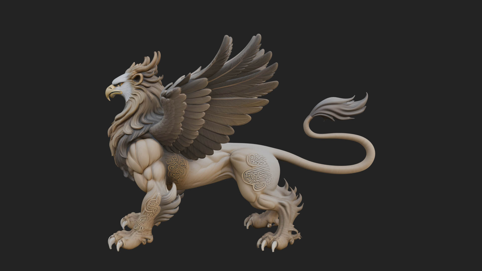 Griffin Winged Beast Statue Design 4 3D Print Model 3D Model