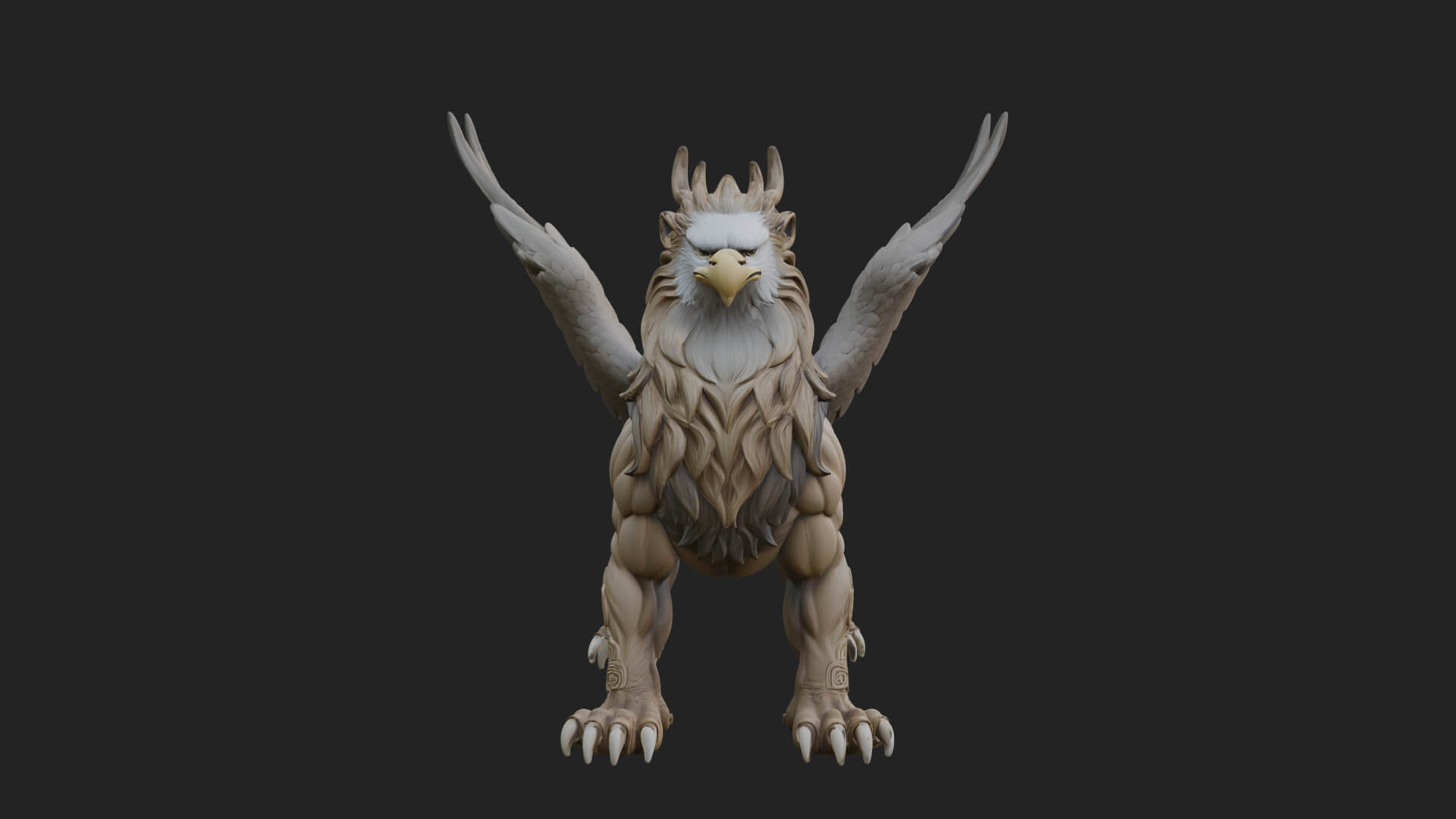 Griffin Winged Beast Statue Design 4 3D Print Model 3D Model