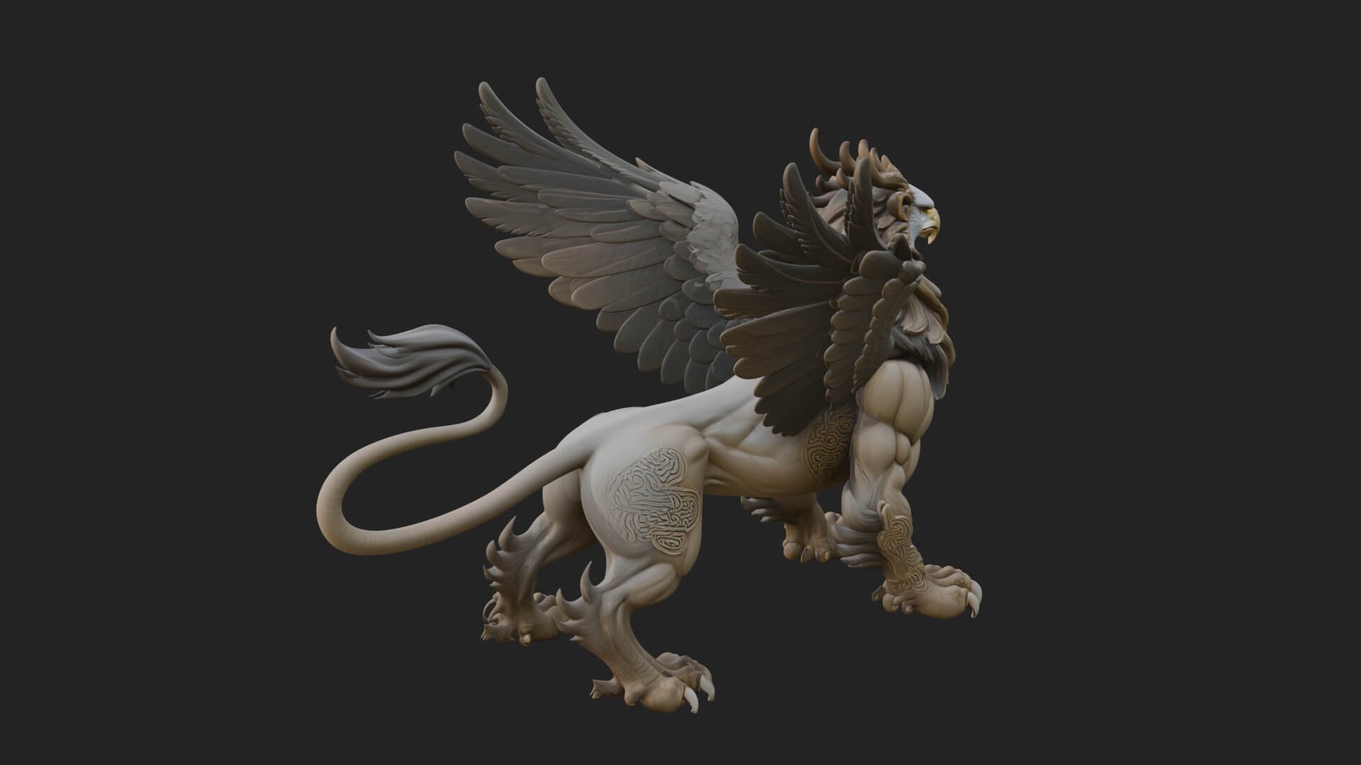 Griffin Winged Beast Statue Design 4 3D Print Model 3D Model
