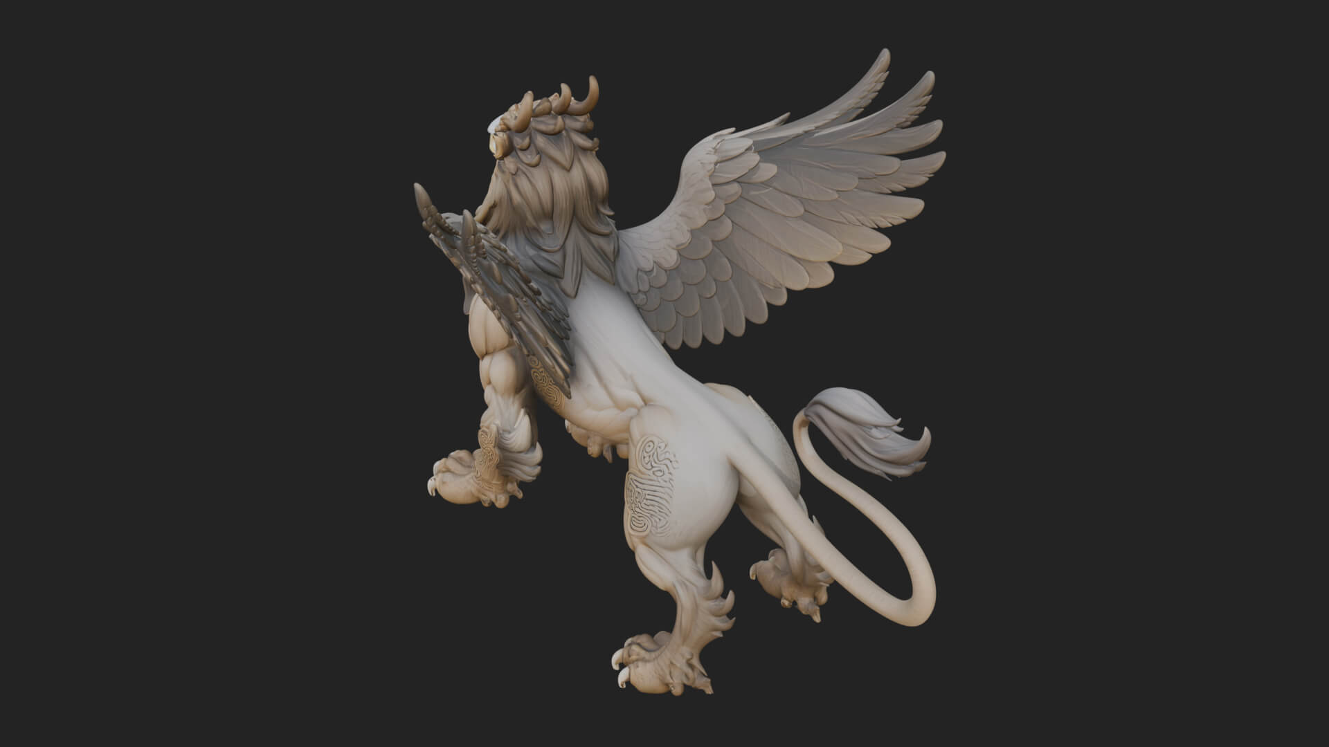 Griffin Winged Beast Statue Design 4 3D Print Model 3D Model