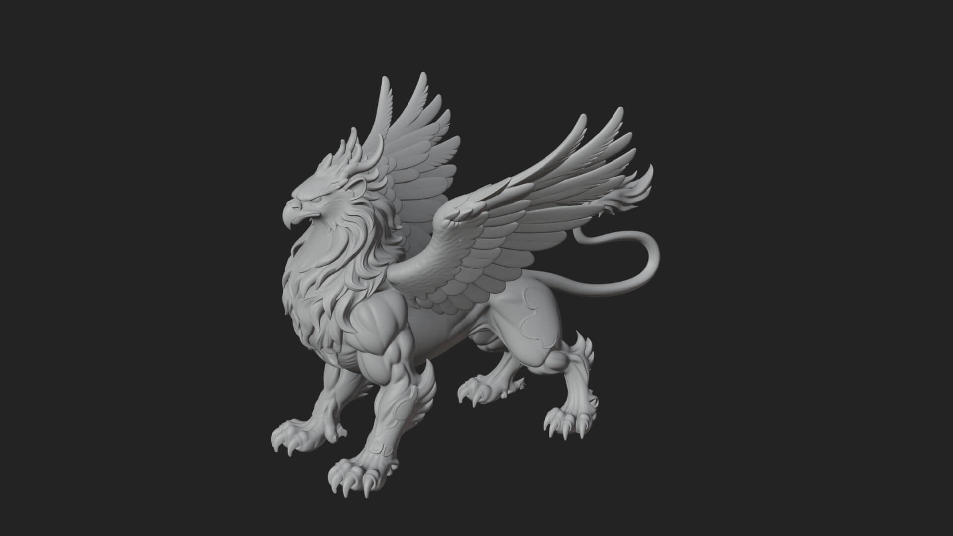 Griffin Winged Beast Statue Design 4 3D Print Model 3D Model