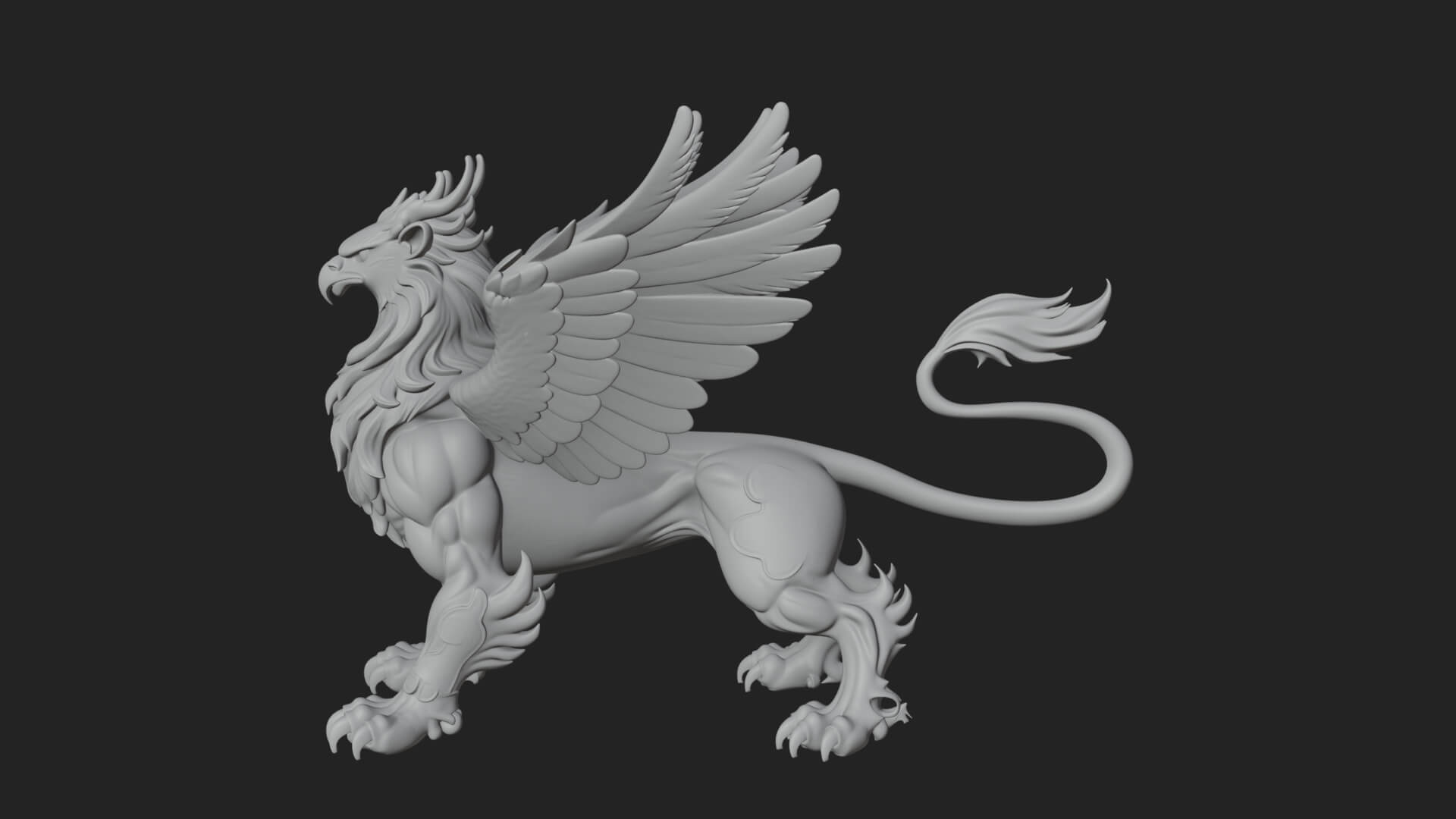 Griffin Winged Beast Statue Design 4 3D Print Model 3D Model