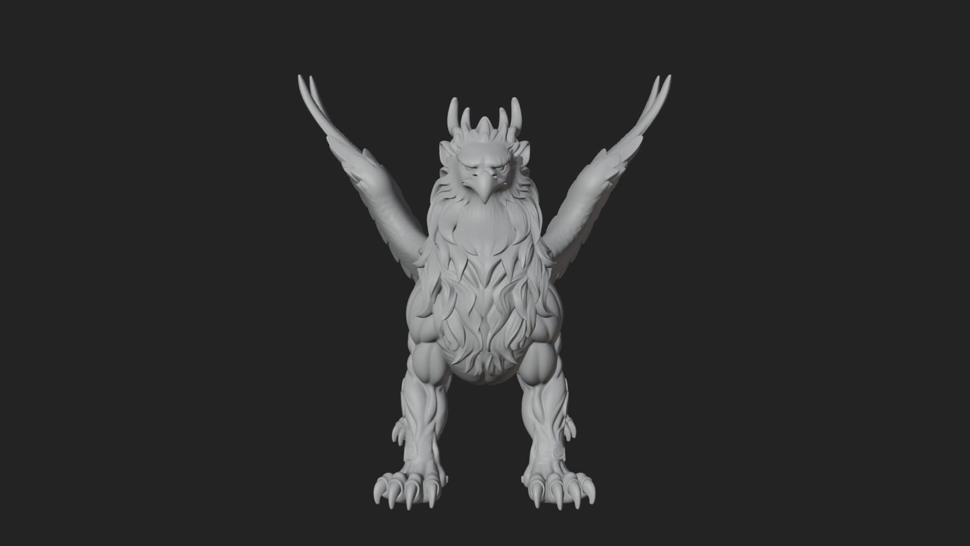 Griffin Winged Beast Statue Design 4 3D Print Model 3D Model