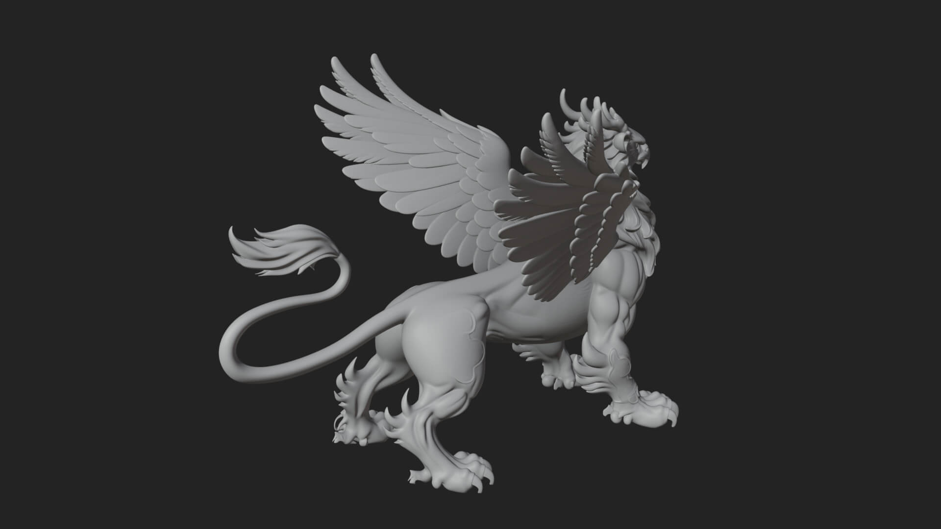 Griffin Winged Beast Statue Design 4 3D Print Model 3D Model