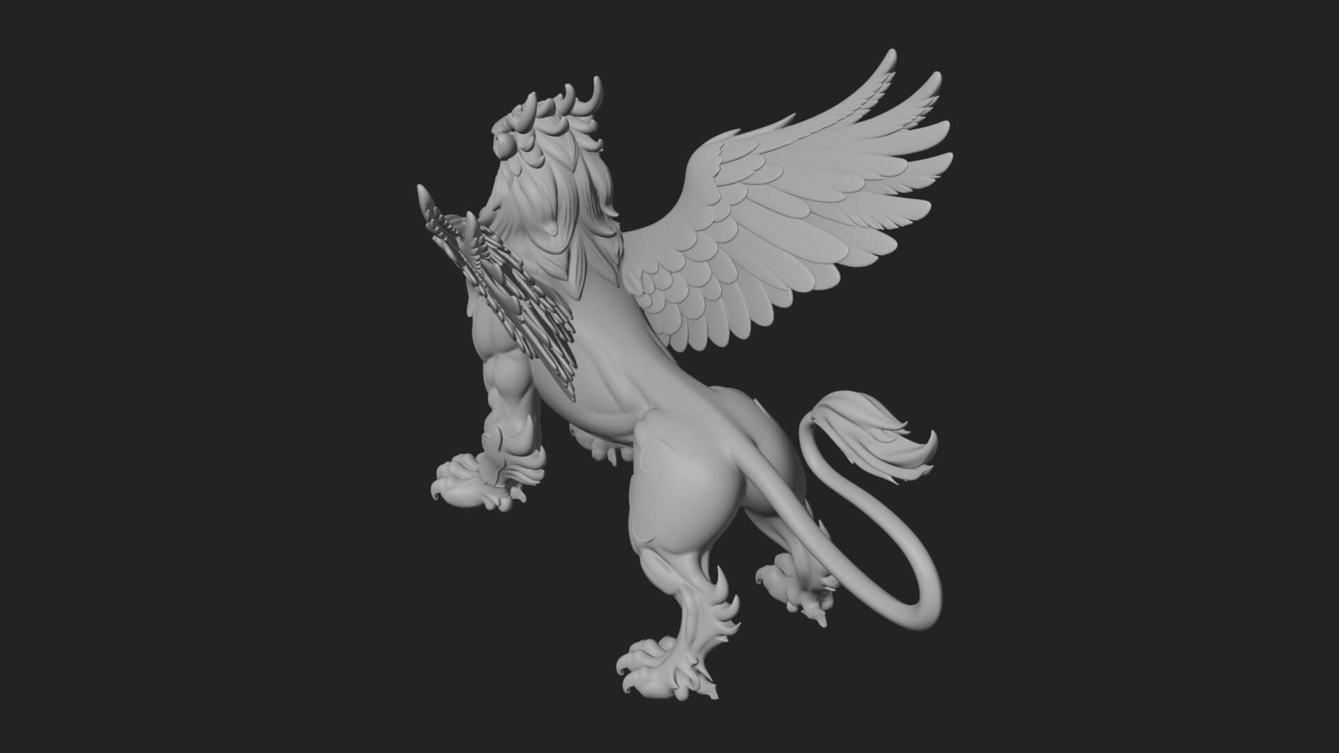 Griffin Winged Beast Statue Design 4 3D Print Model 3D Model