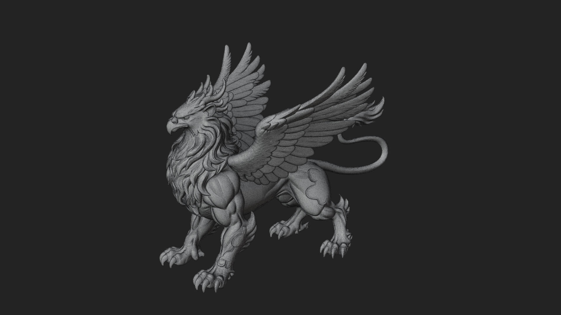 Griffin Winged Beast Statue Design 4 3D Print Model 3D Model