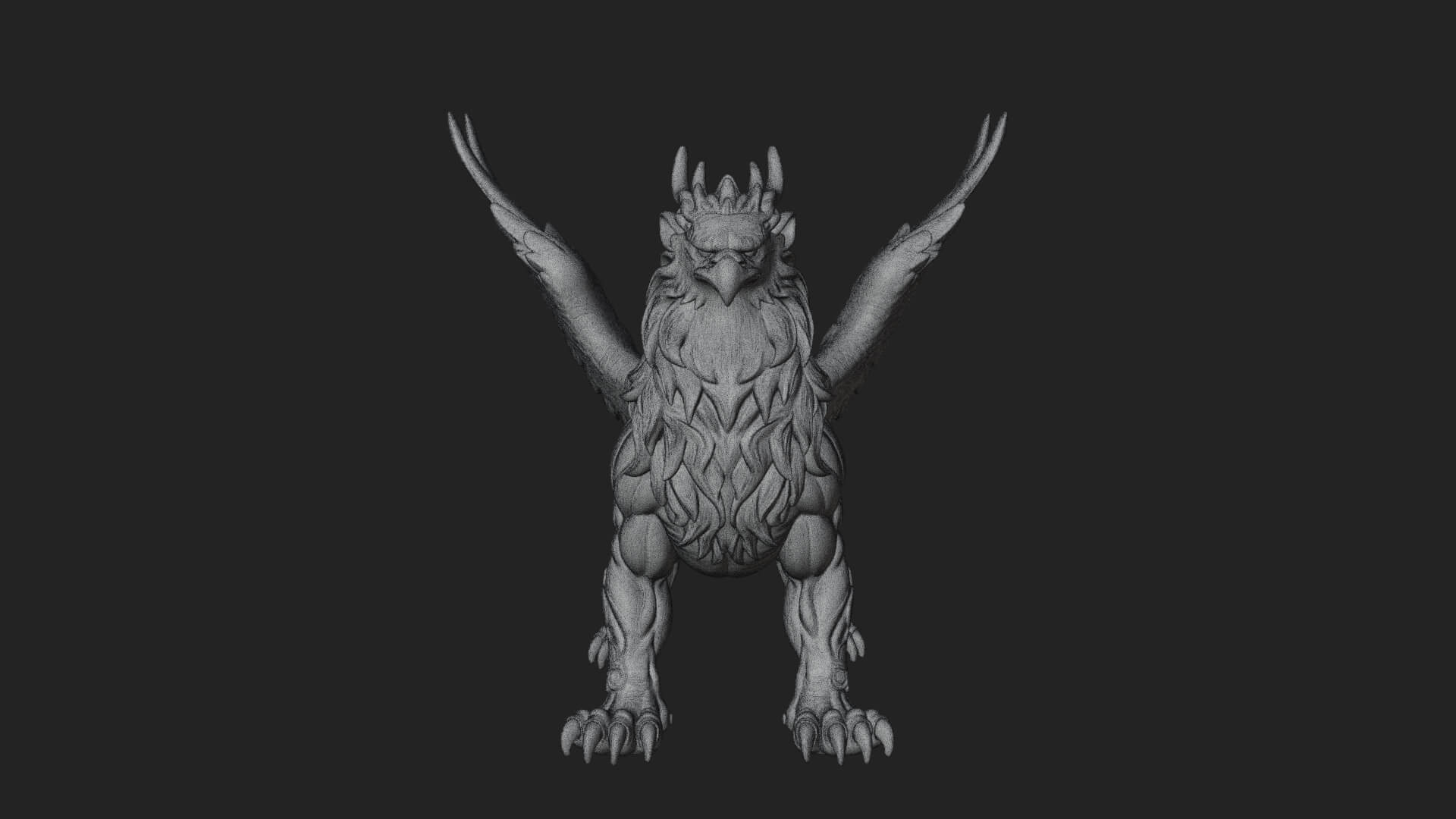 Griffin Winged Beast Statue Design 4 3D Print Model 3D Model