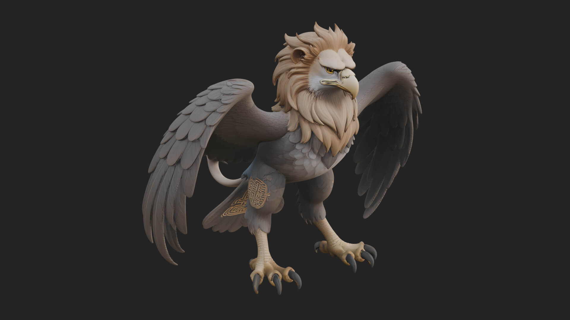 Griffin Winged Beast Statue Design 5 3D Print Model 3D Model