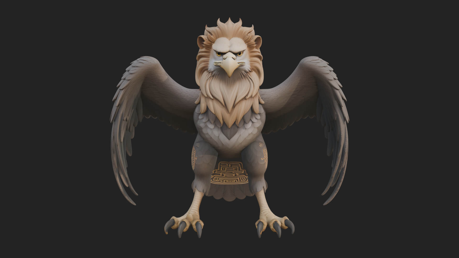 Griffin Winged Beast Statue Design 5 3D Print Model 3D Model