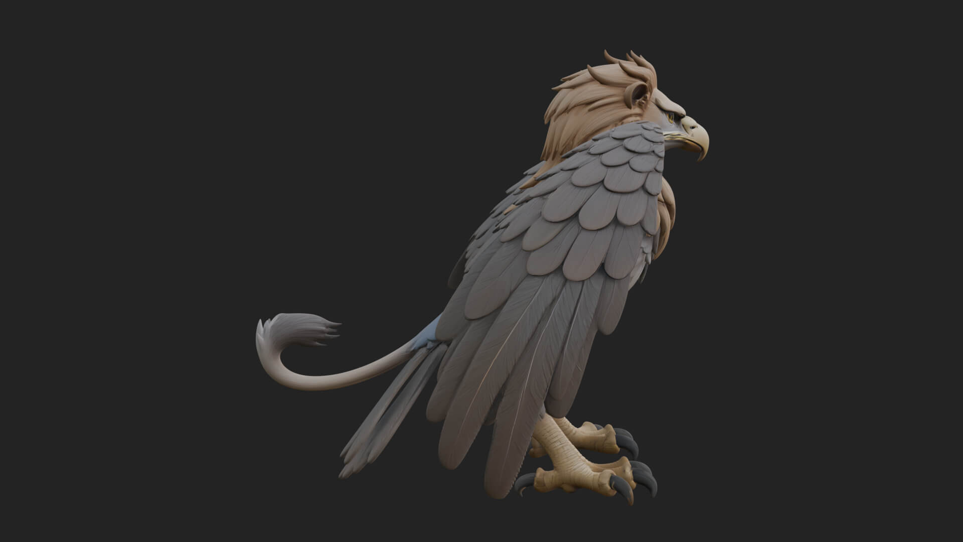 Griffin Winged Beast Statue Design 5 3D Print Model 3D Model