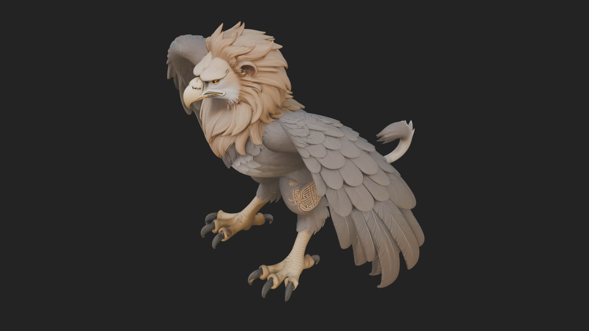 Griffin Winged Beast Statue Design 5 3D Print Model 3D Model