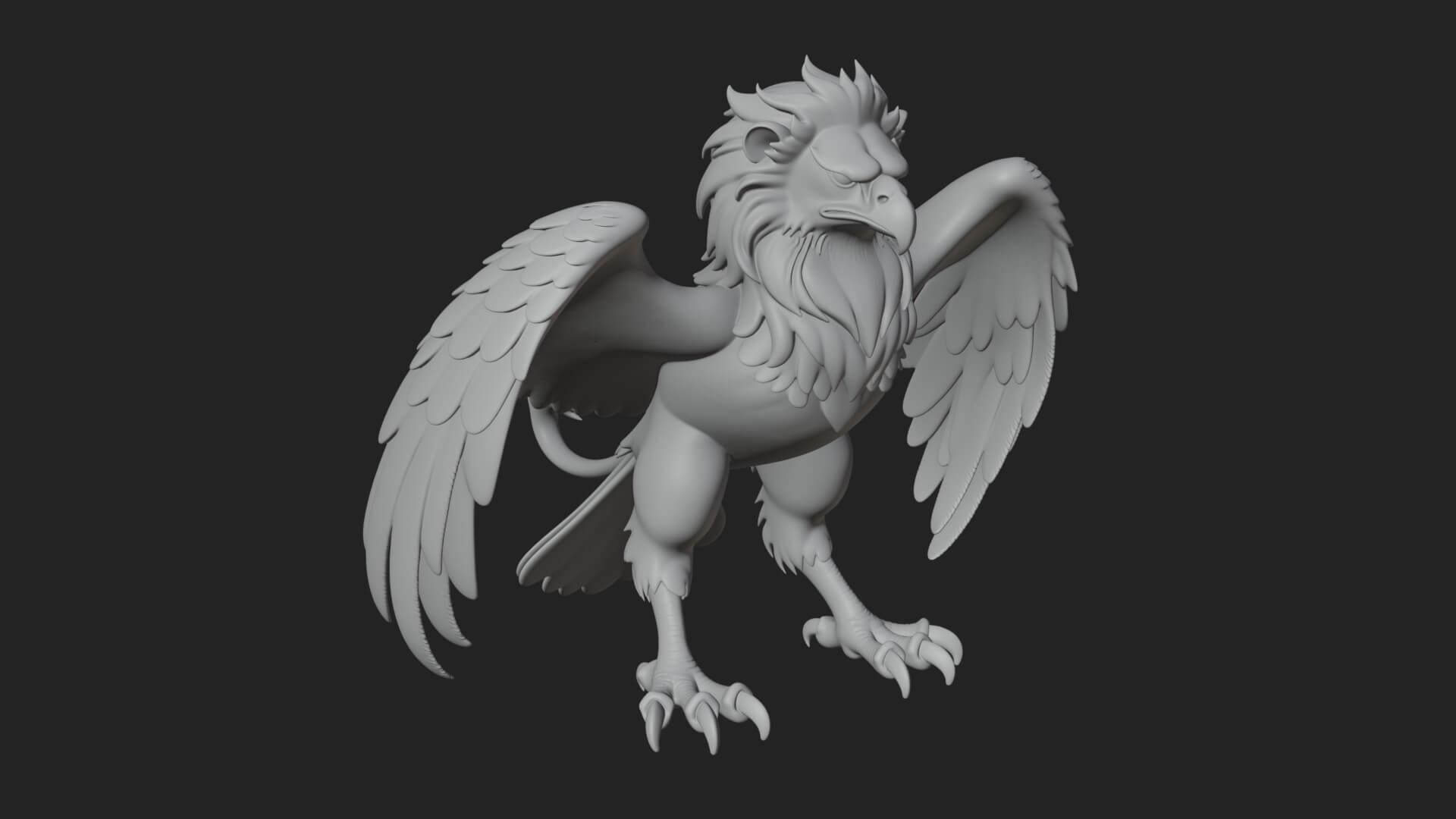 Griffin Winged Beast Statue Design 5 3D Print Model 3D Model