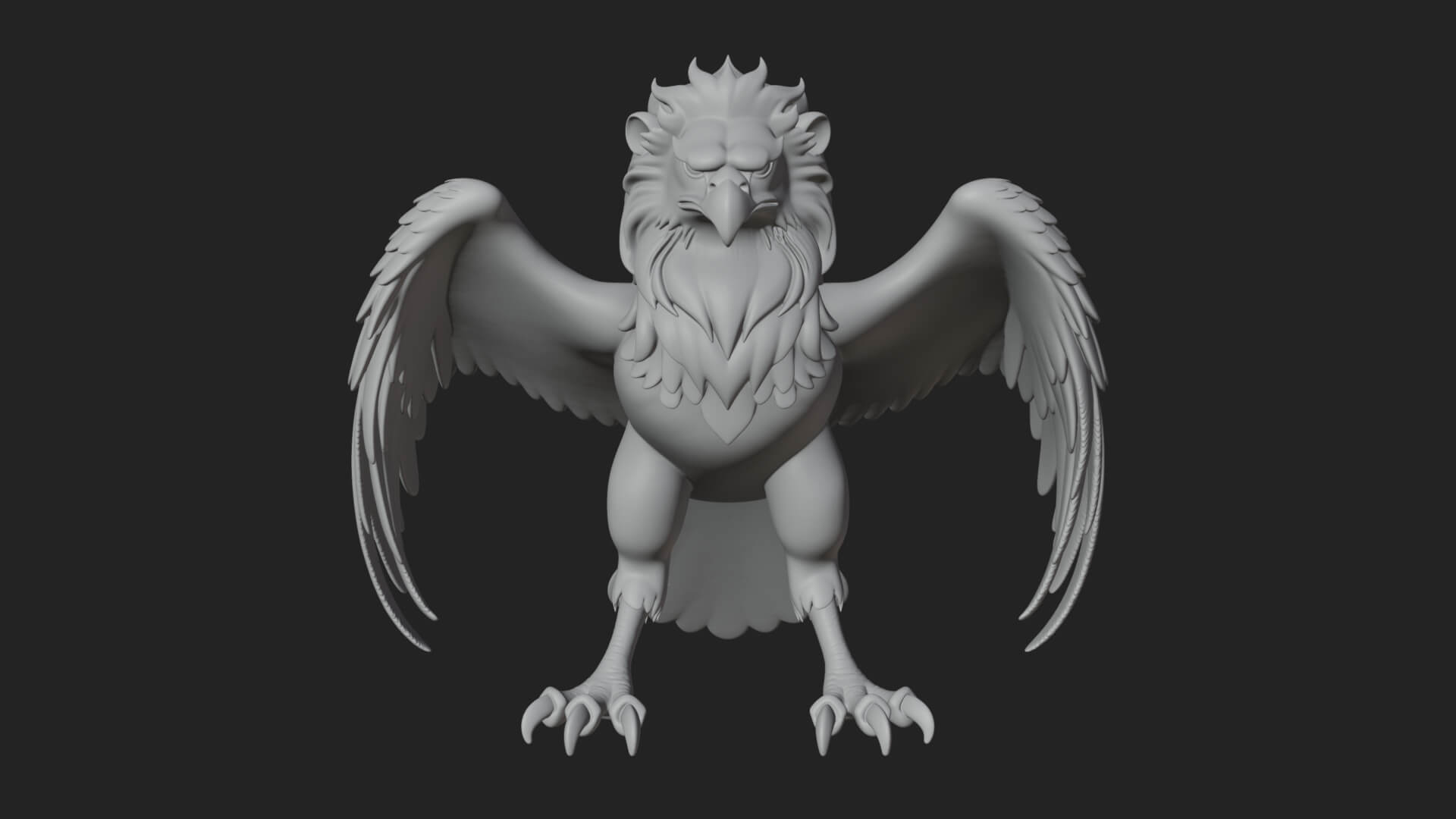 Griffin Winged Beast Statue Design 5 3D Print Model 3D Model