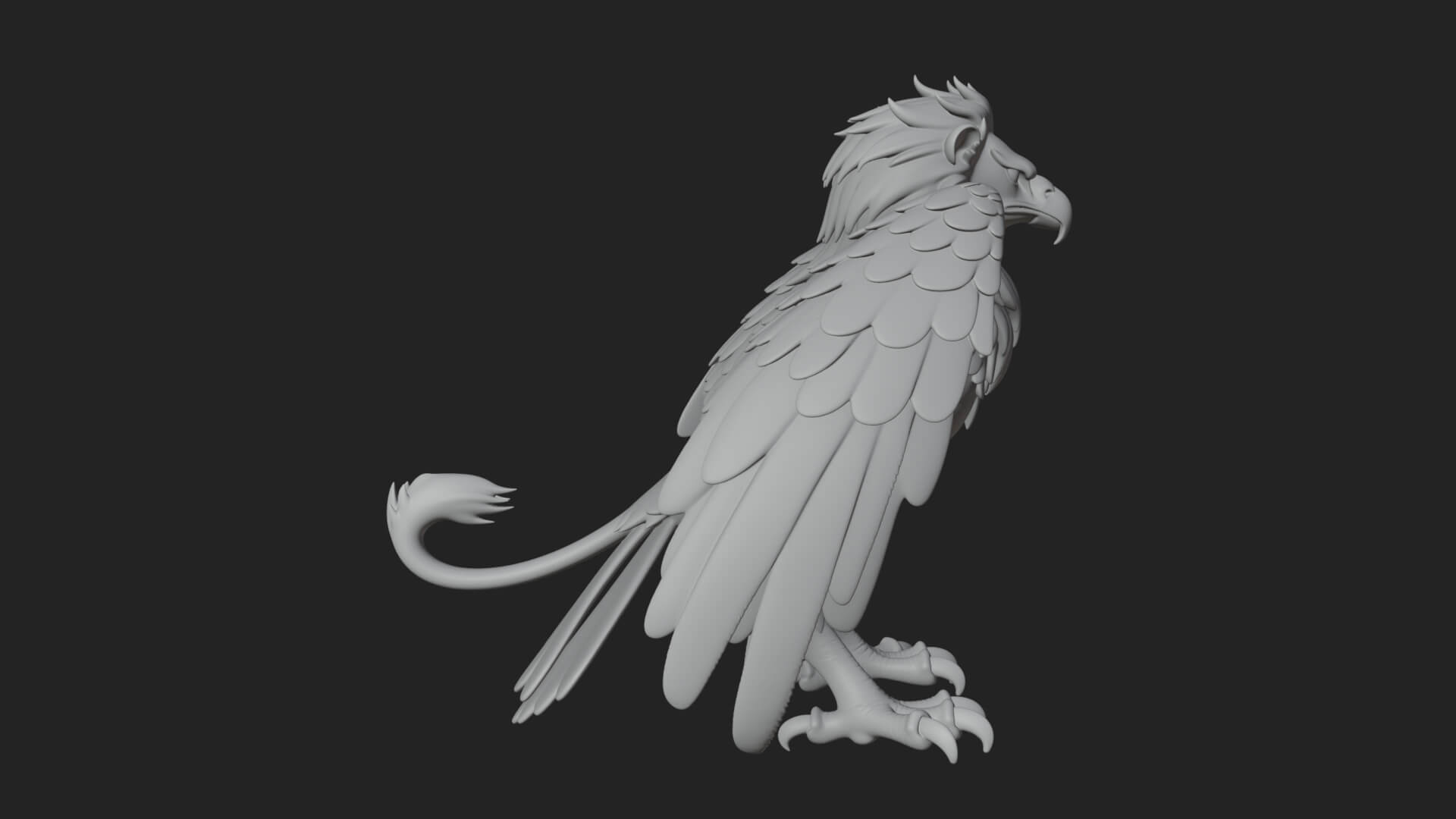 Griffin Winged Beast Statue Design 5 3D Print Model 3D Model