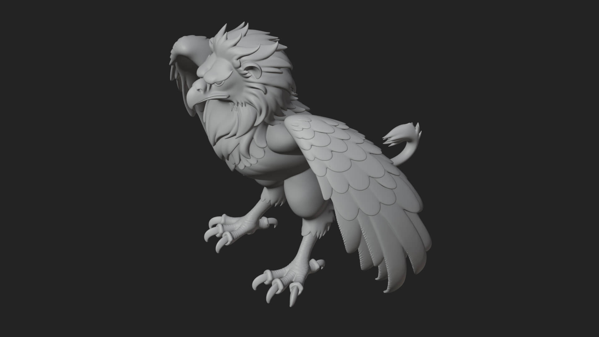 Griffin Winged Beast Statue Design 5 3D Print Model 3D Model
