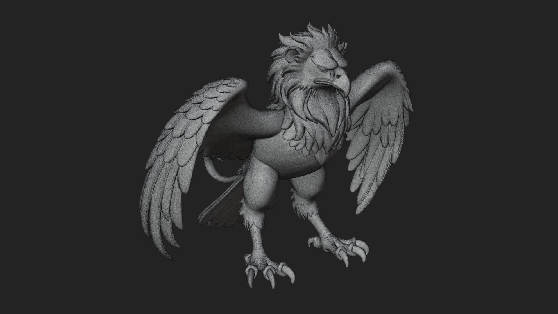Griffin Winged Beast Statue Design 5 3D Print Model 3D Model