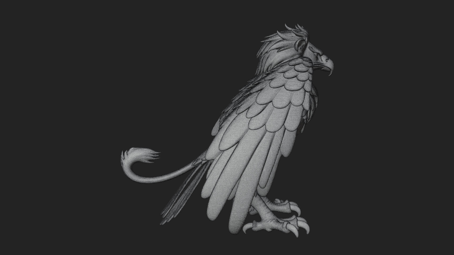 Griffin Winged Beast Statue Design 5 3D Print Model 3D Model