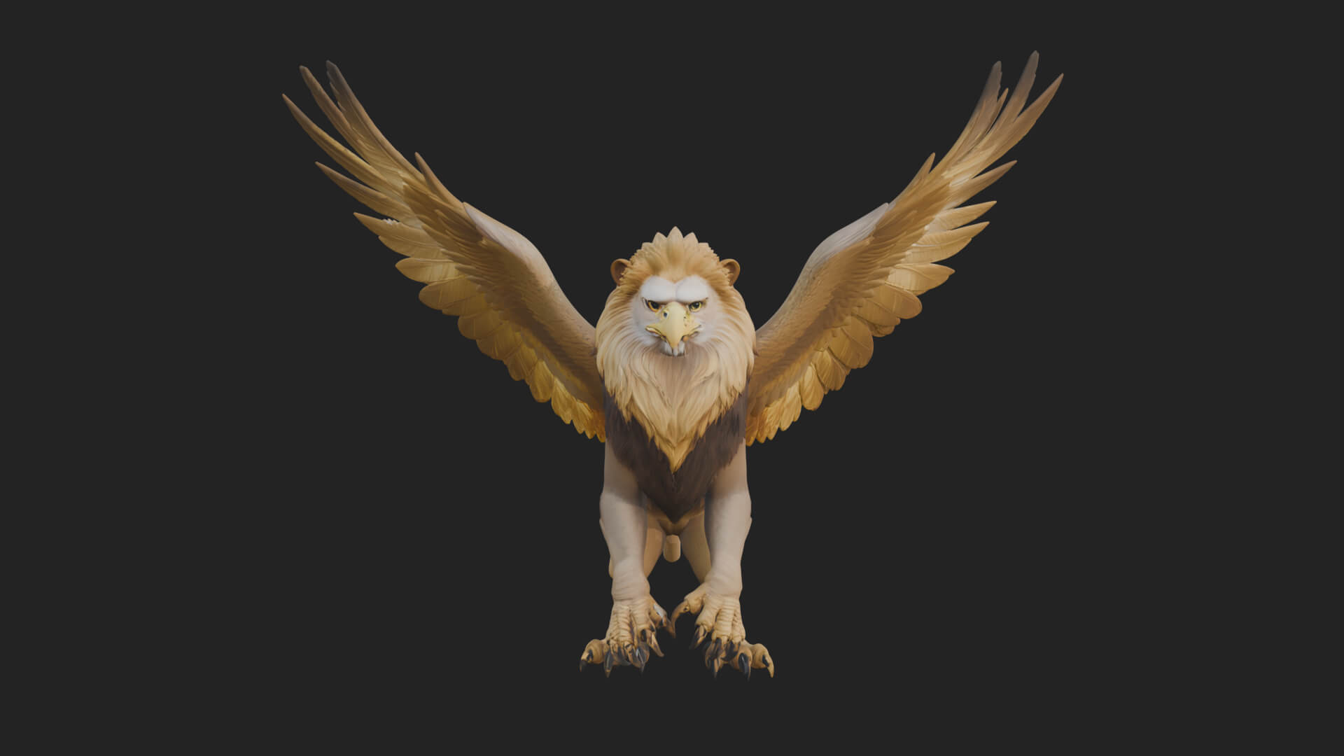 Griffin Winged Beast Statue Design 6 3D Print Model 3D Model