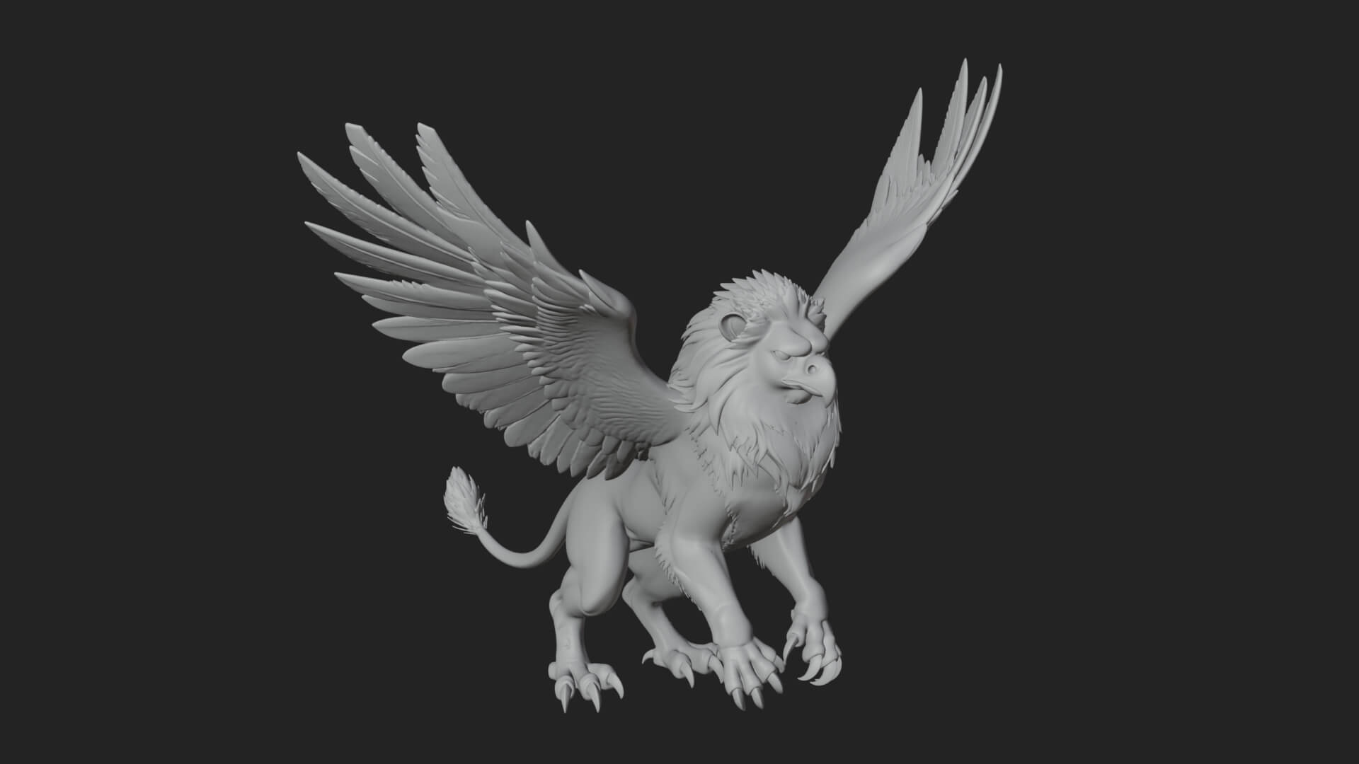 Griffin Winged Beast Statue Design 6 3D Print Model 3D Model
