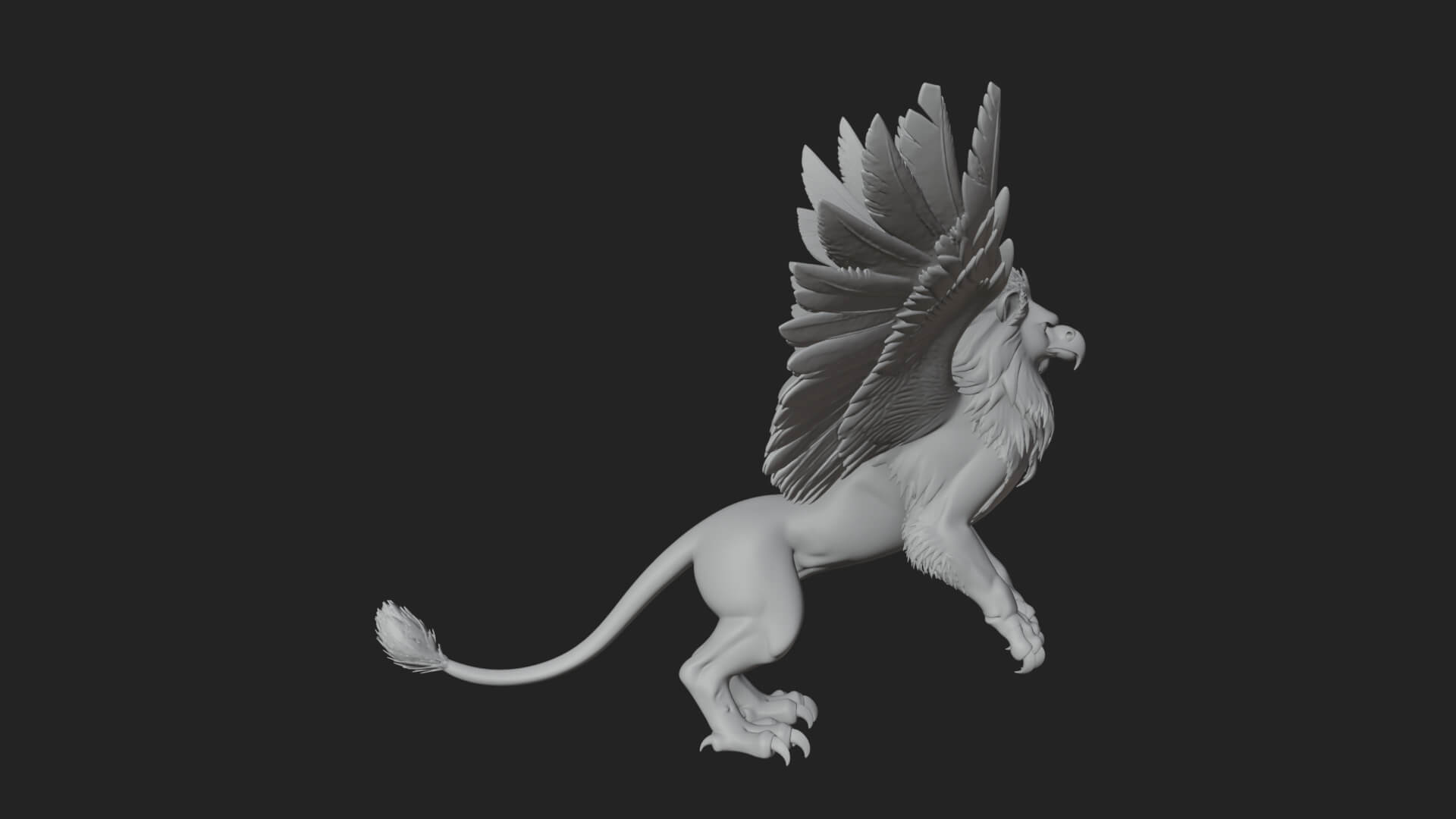 Griffin Winged Beast Statue Design 6 3D Print Model 3D Model