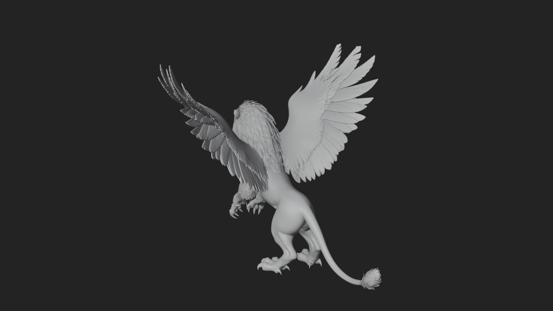 Griffin Winged Beast Statue Design 6 3D Print Model 3D Model