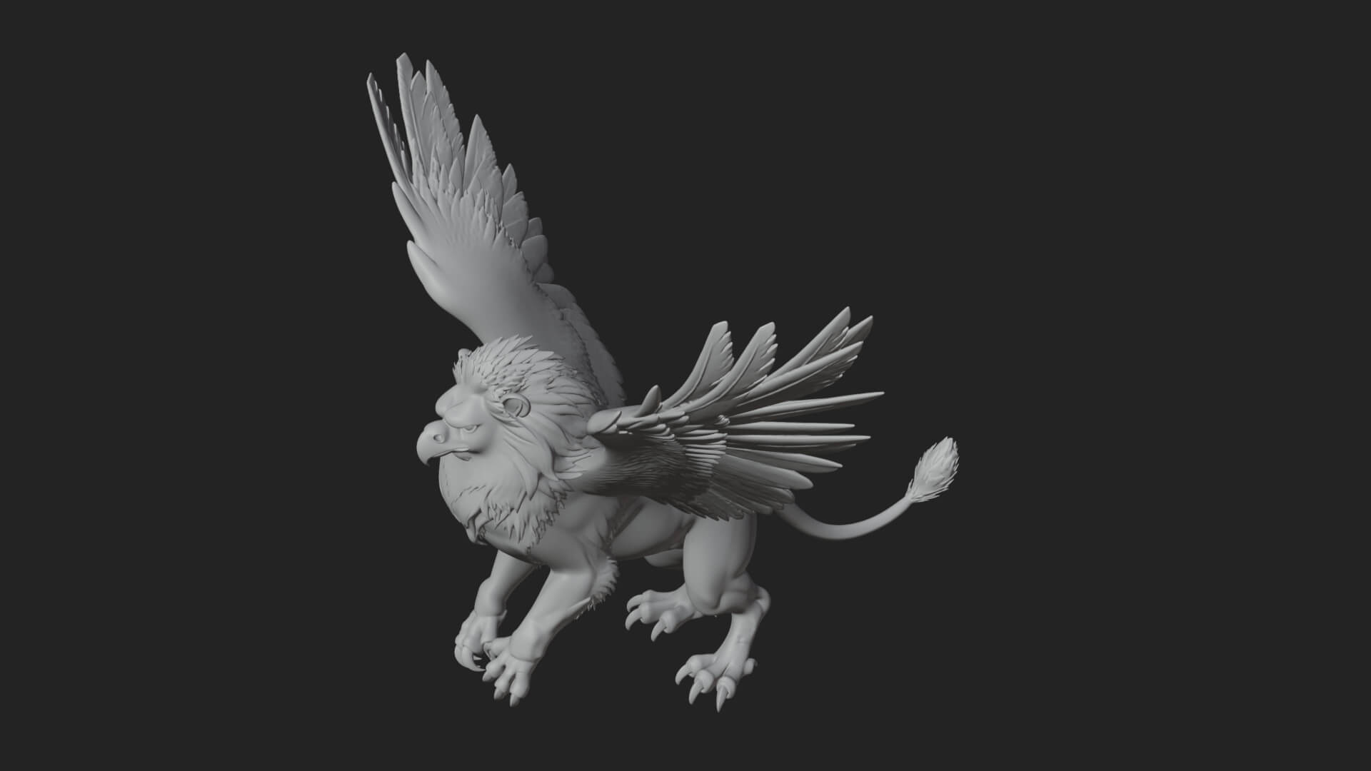 Griffin Winged Beast Statue Design 6 3D Print Model 3D Model