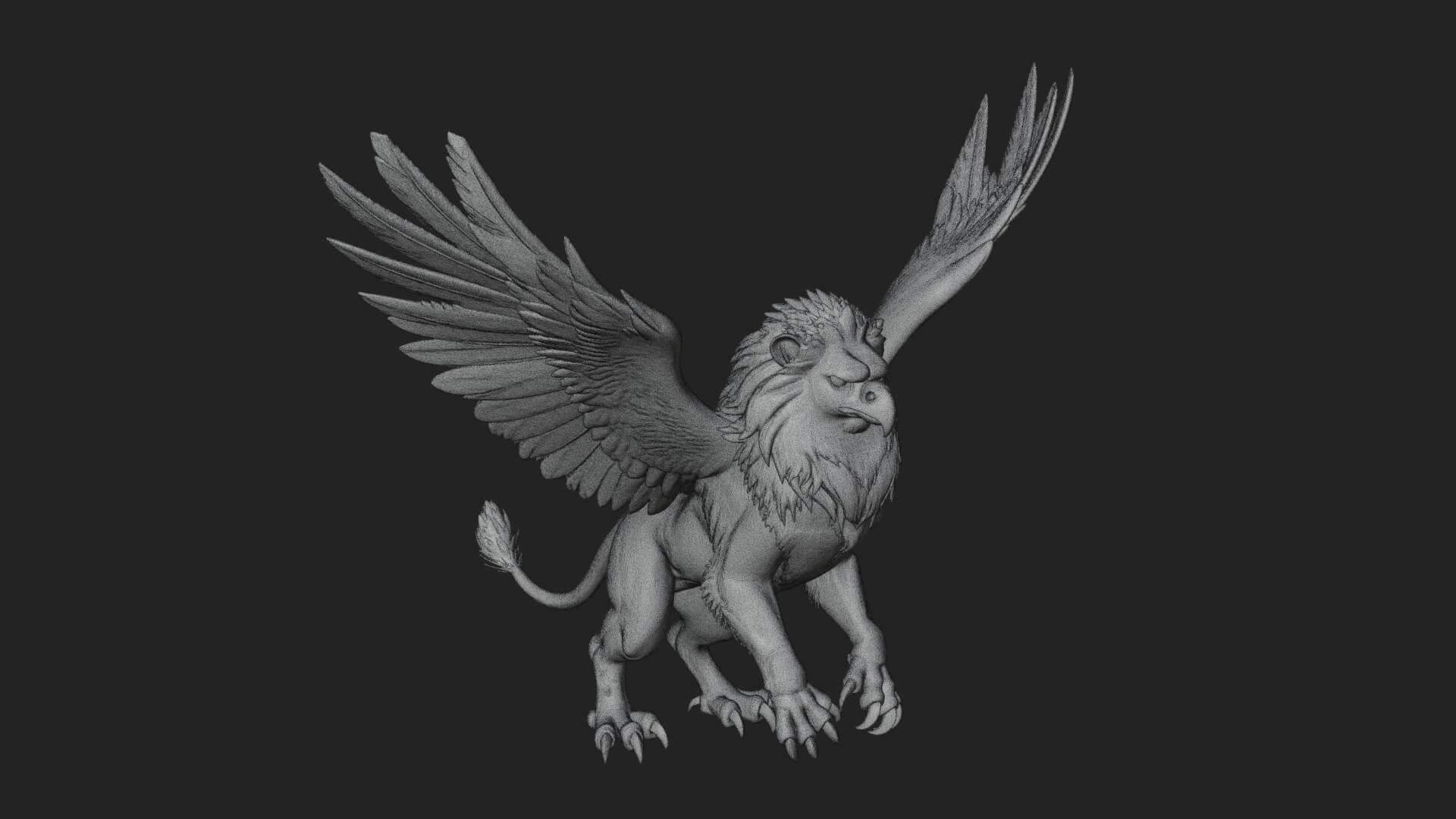 Griffin Winged Beast Statue Design 6 3D Print Model 3D Model