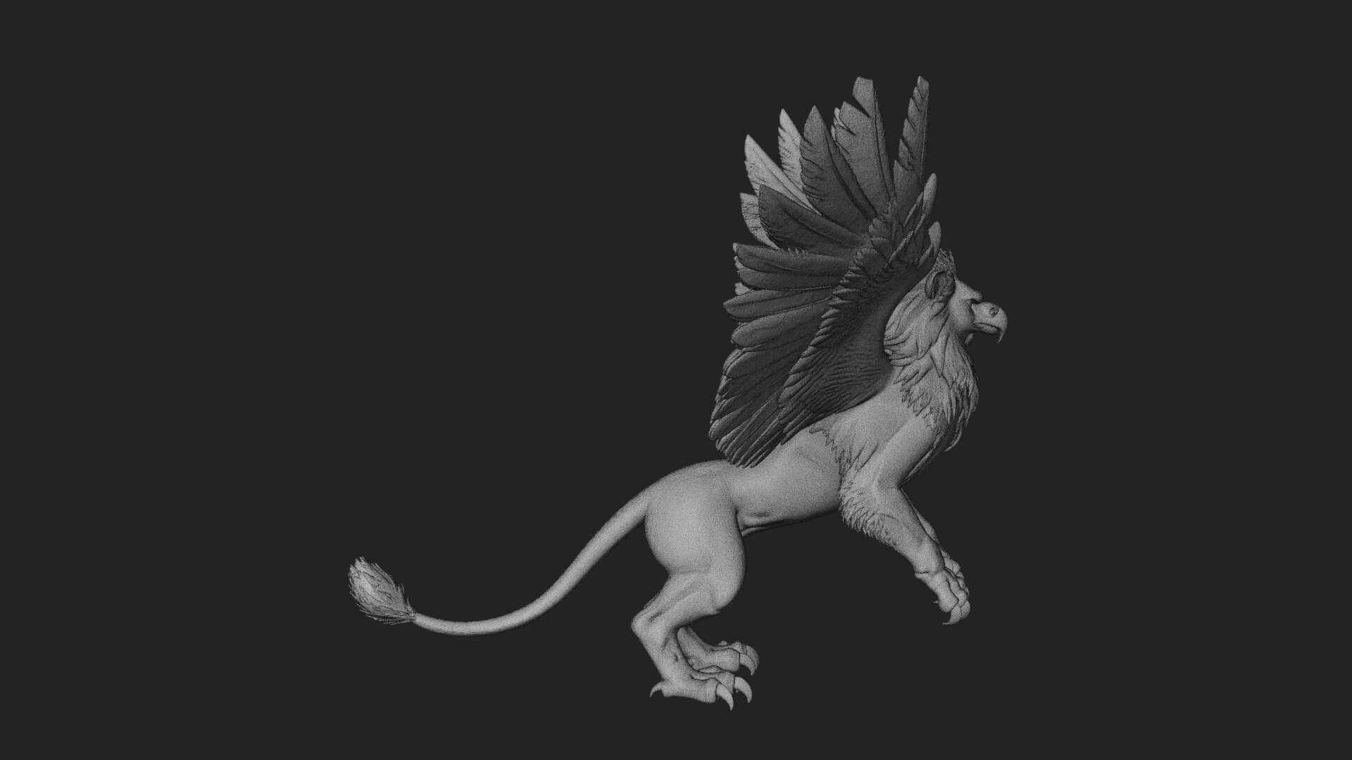 Griffin Winged Beast Statue Design 6 3D Print Model 3D Model