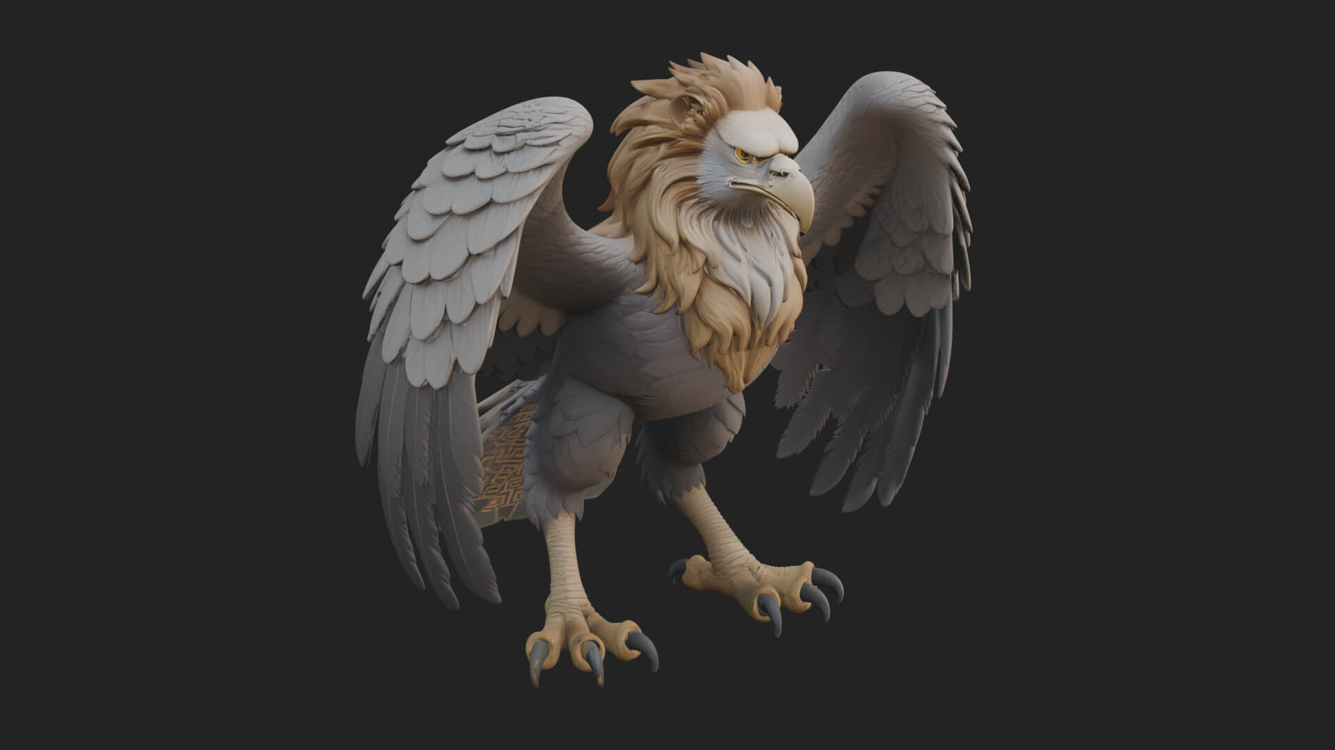 Griffin Winged Beast Statue Design 7 3D Print Model 3D Model