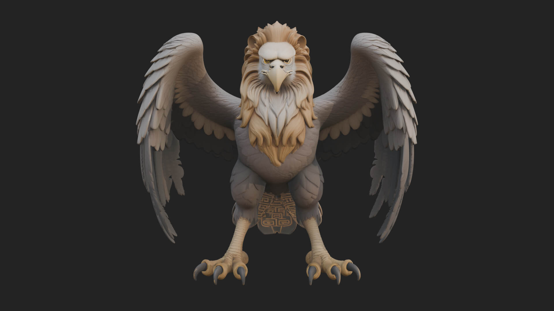 Griffin Winged Beast Statue Design 7 3D Print Model 3D Model