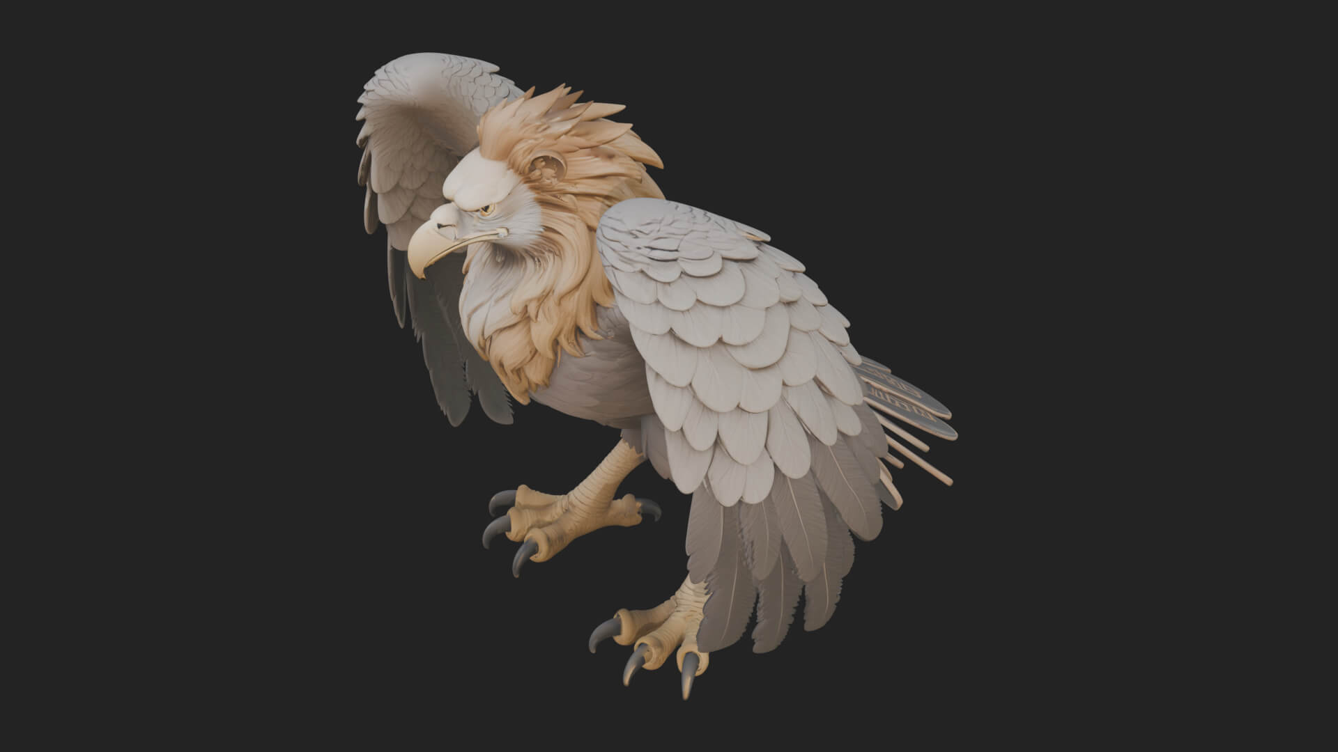 Griffin Winged Beast Statue Design 7 3D Print Model 3D Model