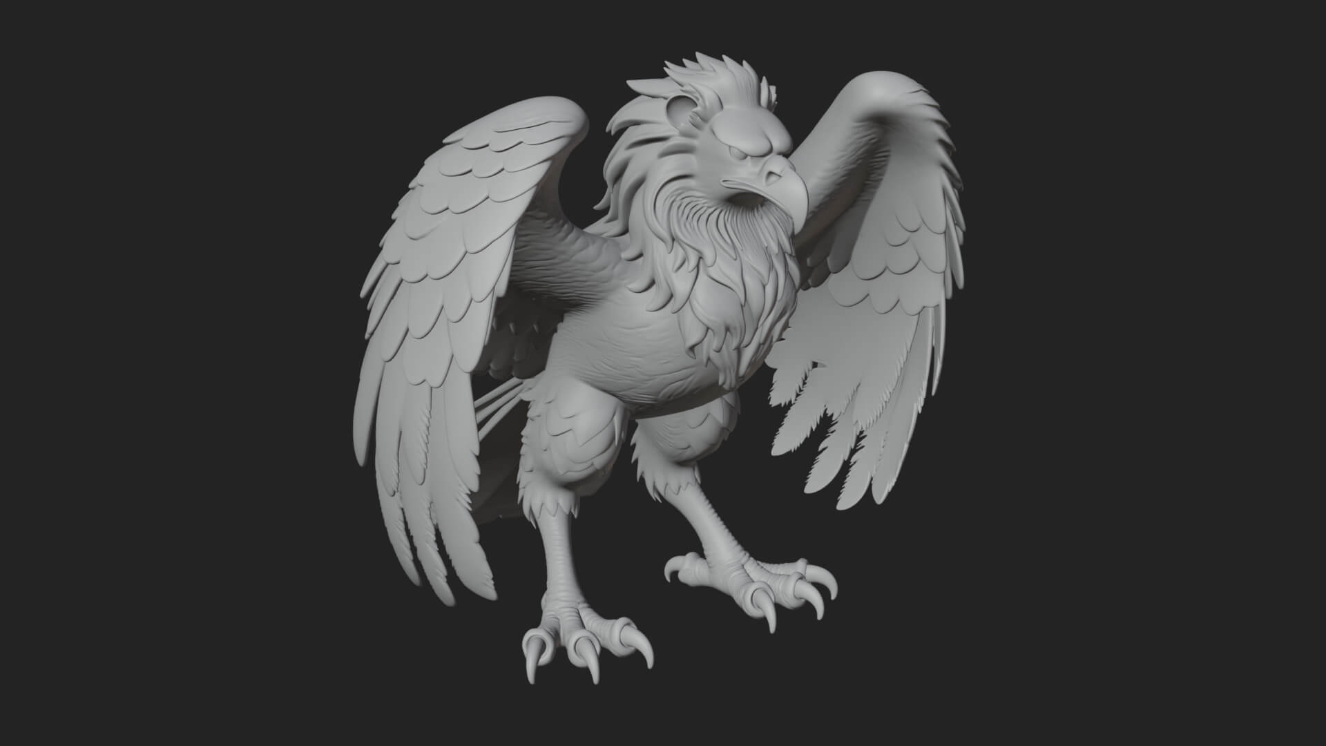 Griffin Winged Beast Statue Design 7 3D Print Model 3D Model